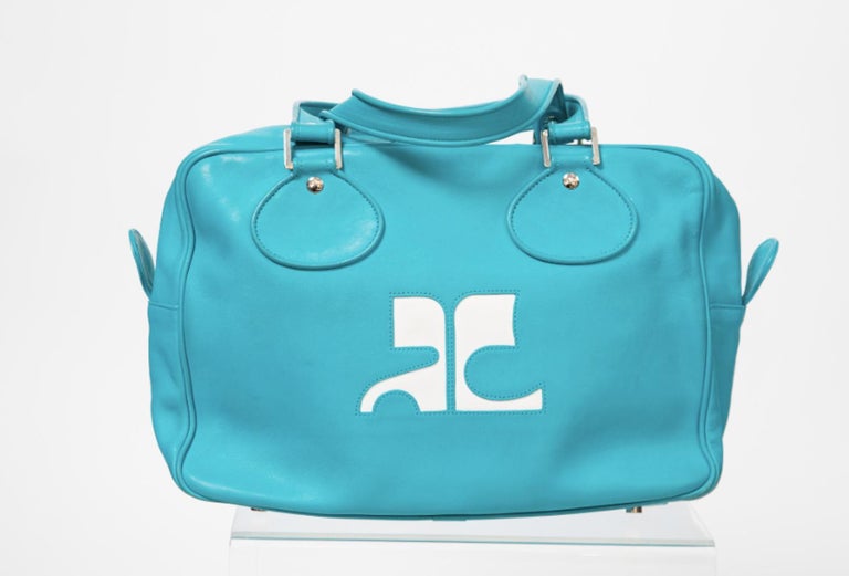 Courreges Turquoise Large Bowling Bag For Sale at 1stDibs