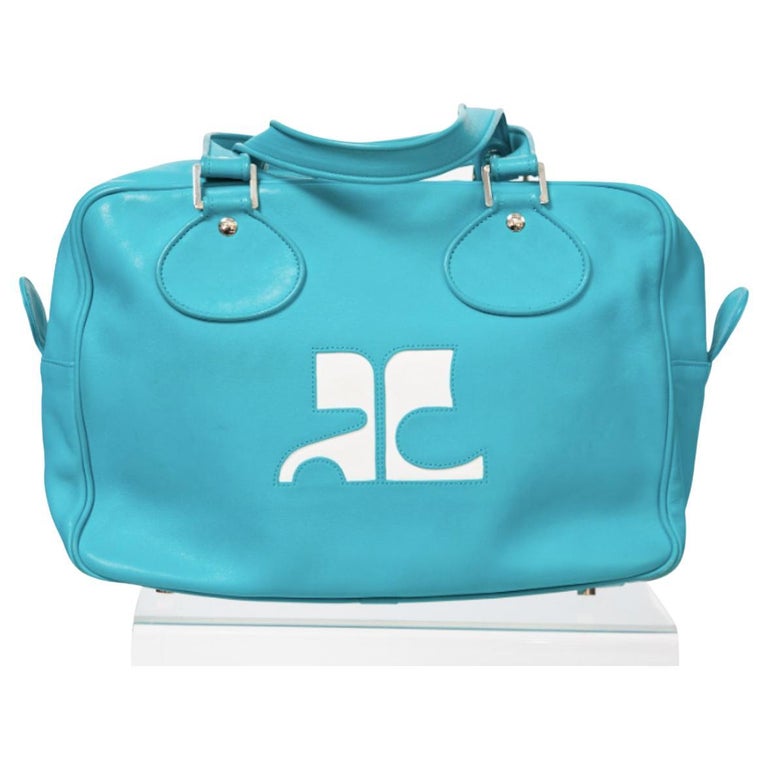 Courreges Turquoise Large Bowling Bag For Sale at 1stDibs