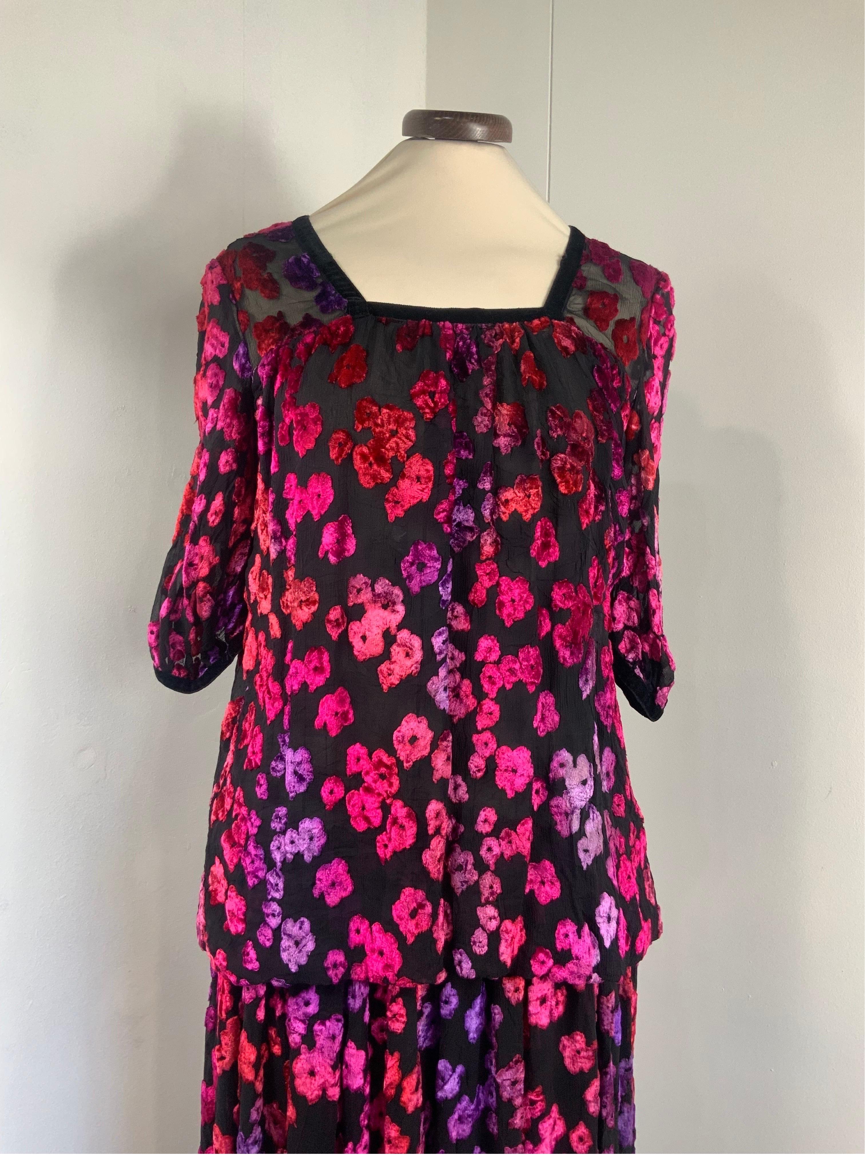 Black COURREGES vintage flower dress For Sale