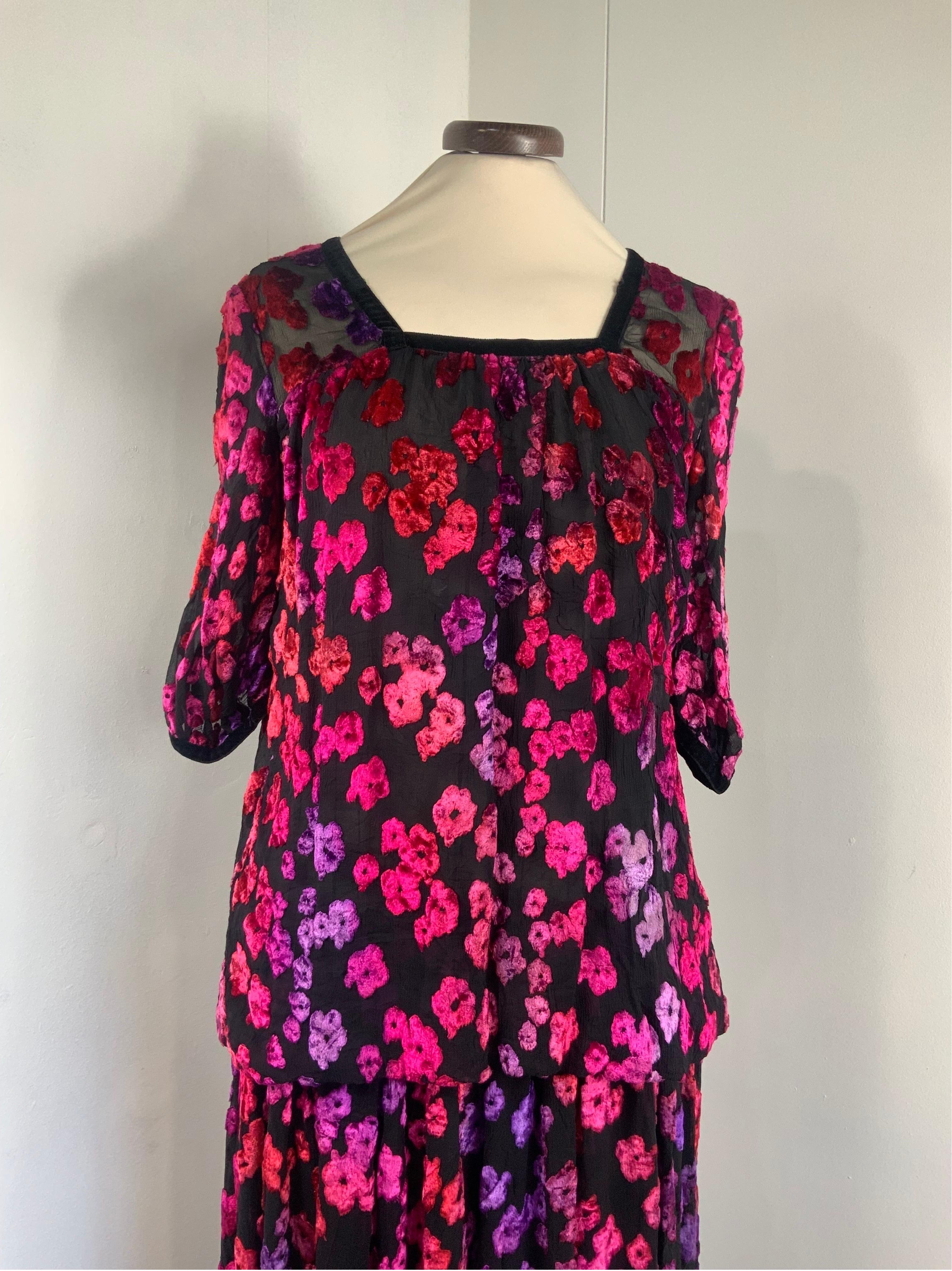 Black COURREGES vintage flower dress  For Sale