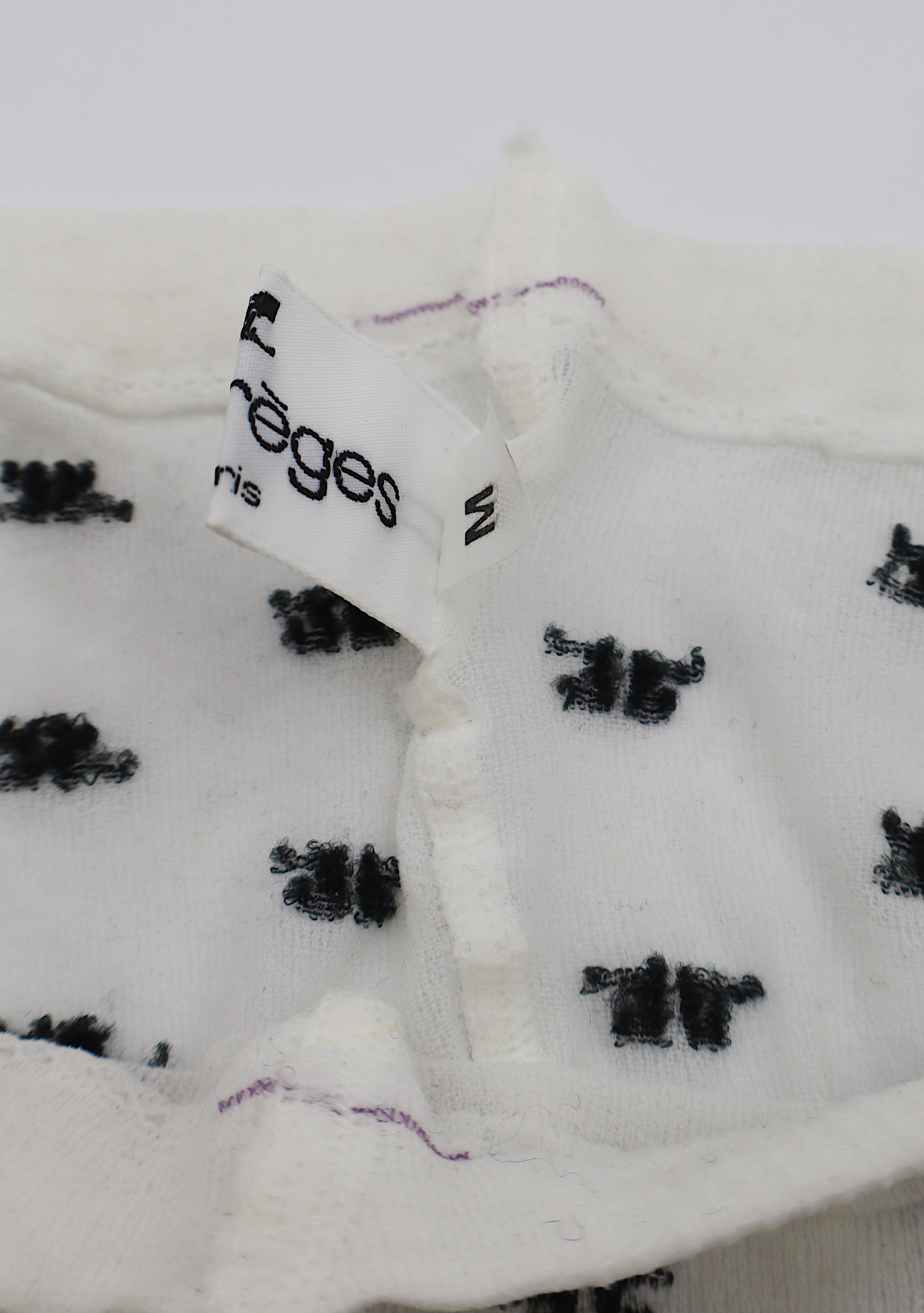 COURREGES Vintage Logo Top and Matching Tights White/Black For Sale 2