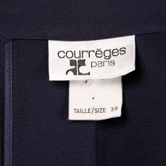 Courreges Vintage Navy Blue Wool Gabardine Trench Coat with Cape Detail