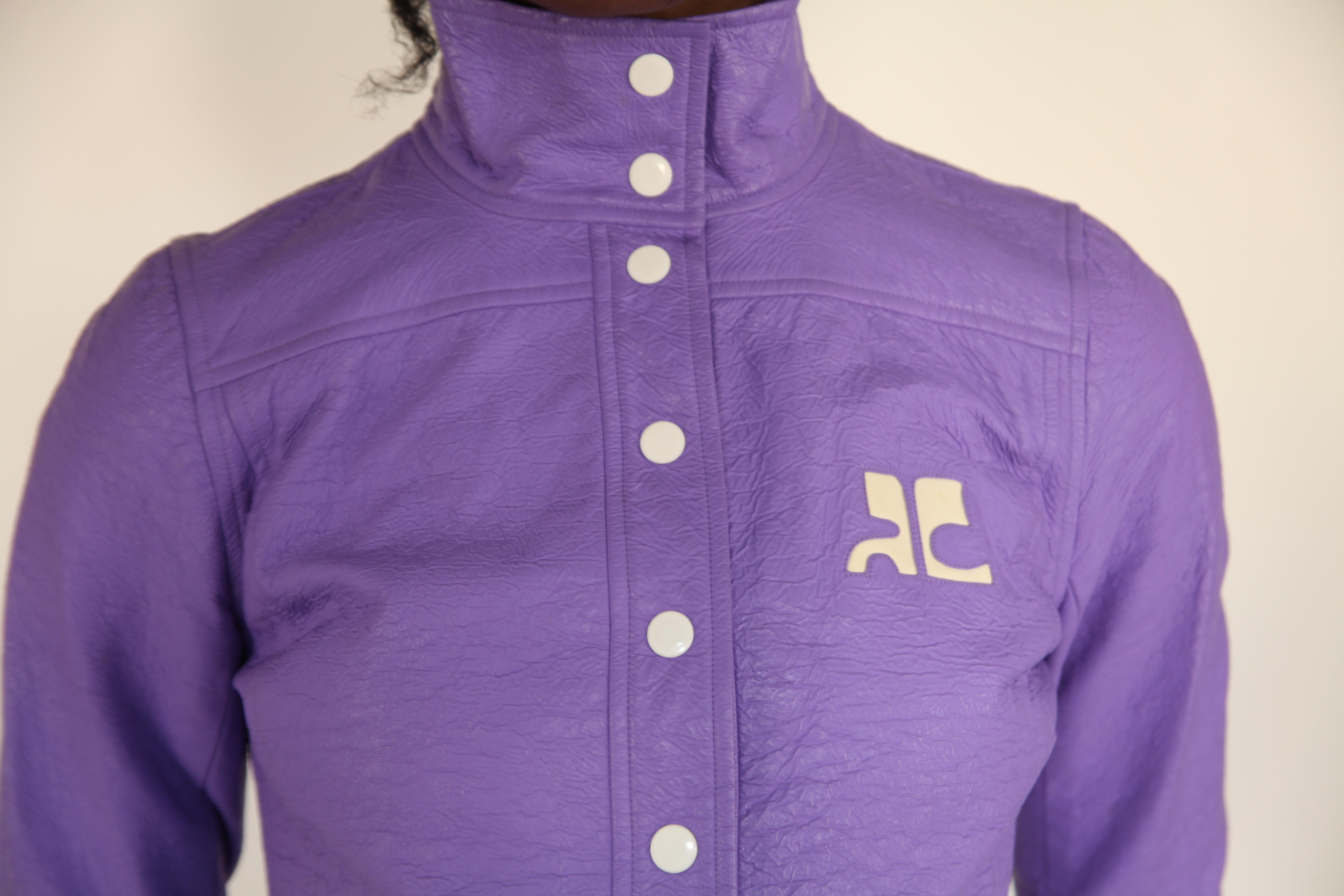 Courreges  vinyl lavender mod cropped space-age short jacket, circa 1980s 4