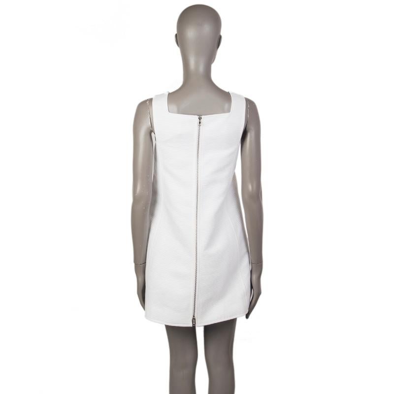 Gray COURREGES white cotton RIBBED FRONT ZIP A-LINE Dress 38 S For Sale