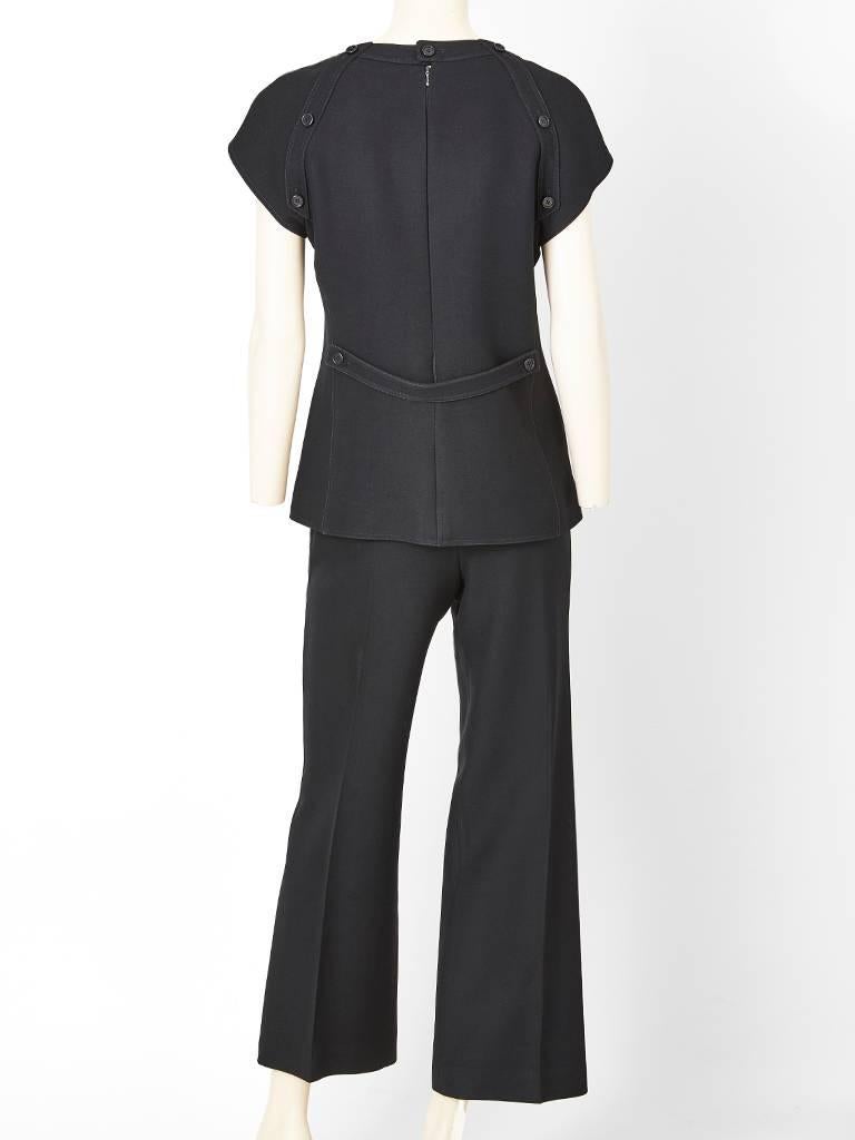 Black Courrèges Wool Tunic and Pant Ensemble