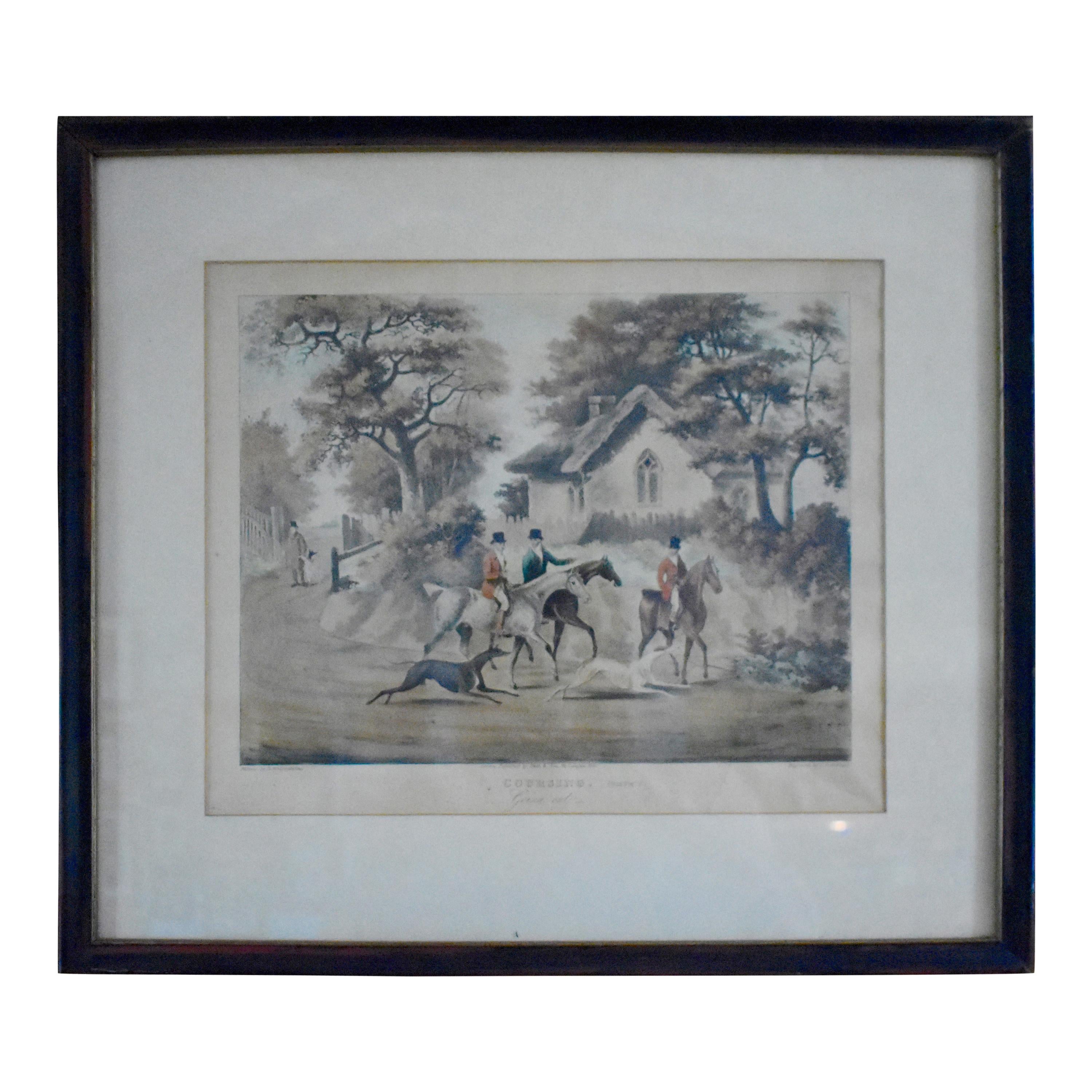 Coursing "Going Out" Fox Hunt Engraving Plate I, circa 1823, London For Sale