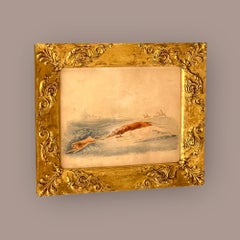 Coursing Greyhounds Lurchers C19th Signed Watercolour