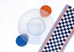 Court 1 Round Dining Table by Pieces, Modern Printed Glass Top with Acrylic Base