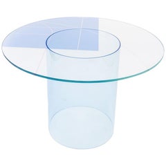 Court 1 Round Dining Table by Pieces, Modern Printed Glass Top with Acrylic Base