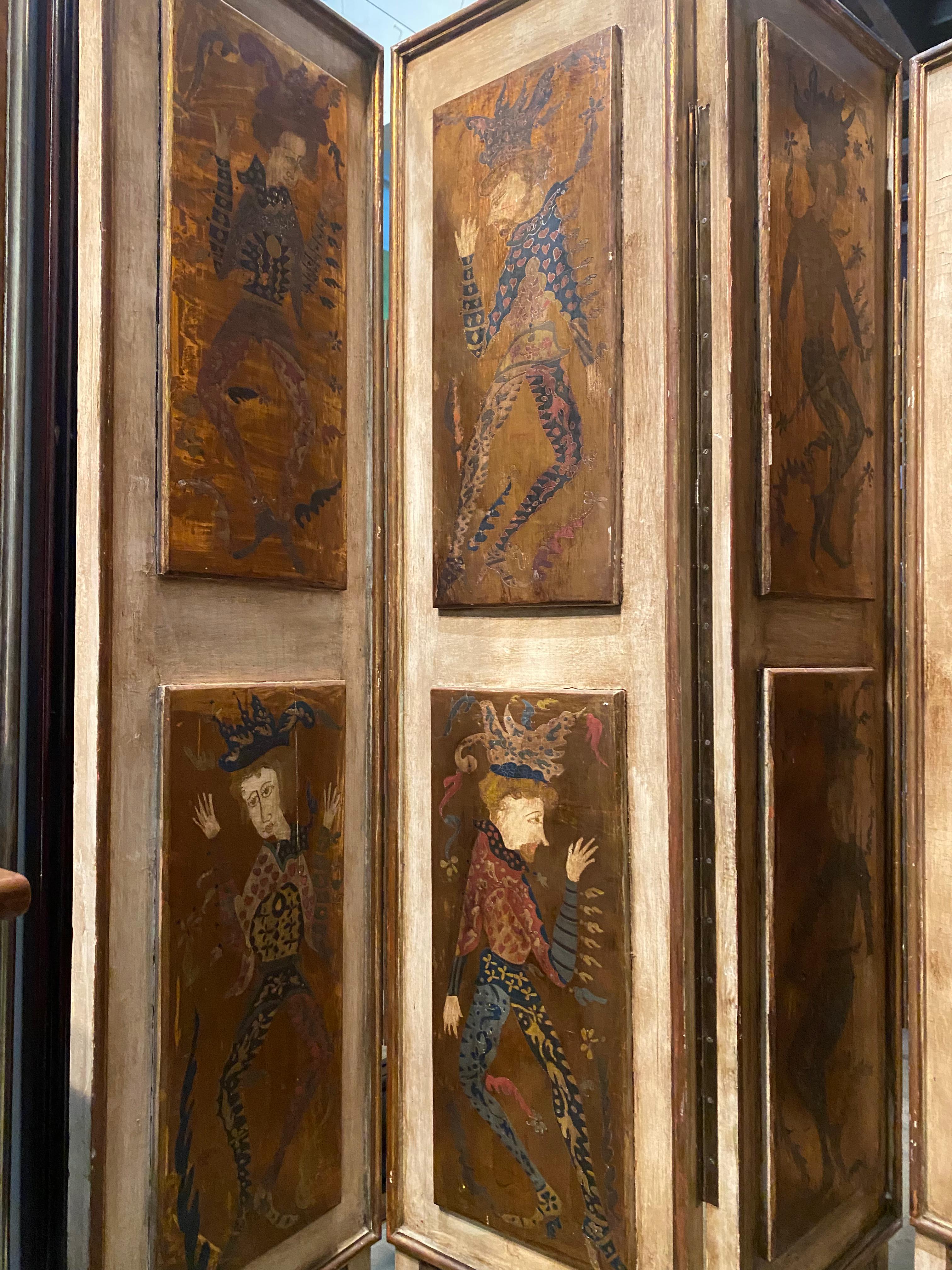 Court Gold Italian Harlequin Panel Screen For Sale 1