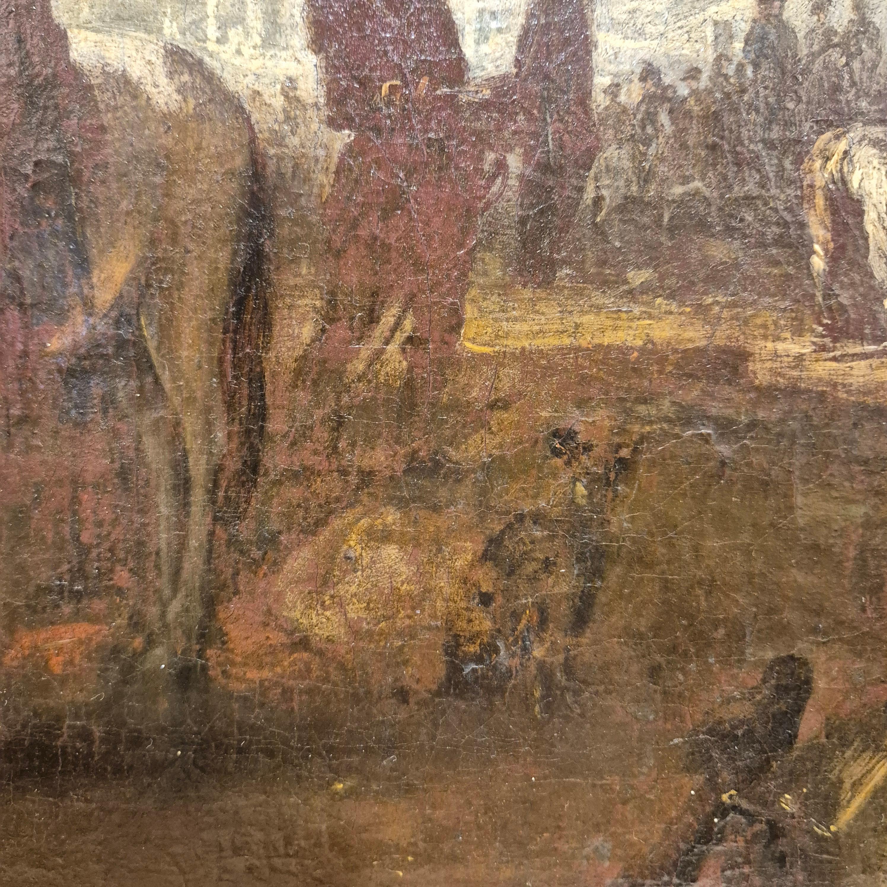 Court hunting scene, Flemish school of the late 17th century, Oil on canvas For Sale 3