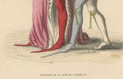 Court Officers of the Reign of Richard II in an Hand-Colored Lithograph, 1847