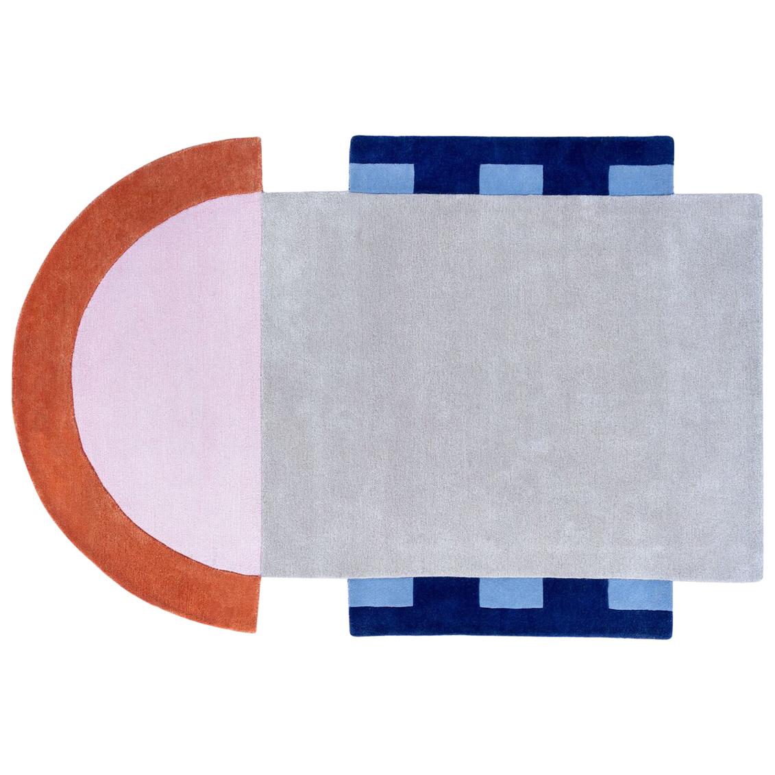 "Court Series" Abstract Key Rug by Pieces, Hand-Tufted Colorful Sporty Carpet For Sale