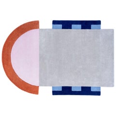 Tappeto a chiavi astratte "Court Series" di Pieces, Tappeto sportivo colorato trapuntato a mano