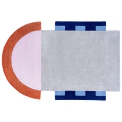 "Court Series" Abstract Key Rug by Pieces, Hand-Tufted Colorful Sporty Carpet