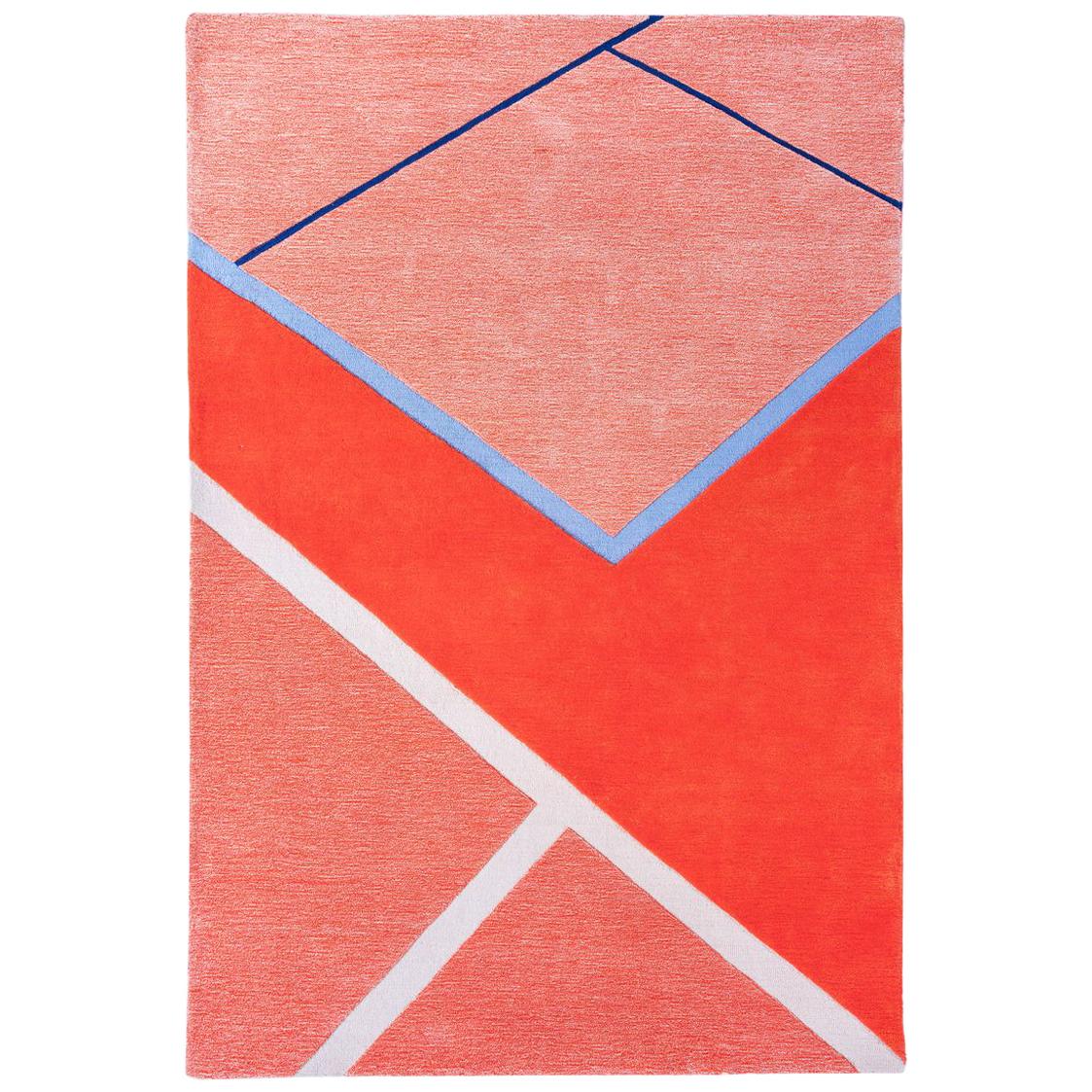"Court Series" Field House Rug by Pieces, Modern Hand-Tufted Colorful Red Carpet For Sale