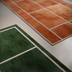 "Court Series" Grass Court Rug by Pieces, Modern Hand-Tufted Stripe Sporty Rug
