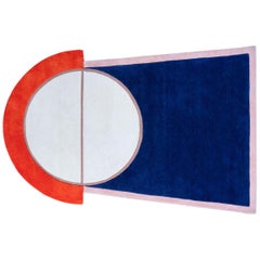 "Court Series" Key 1 Rug by Pieces, Hand-Tufted Navy Red Colorful Sporty Carpet