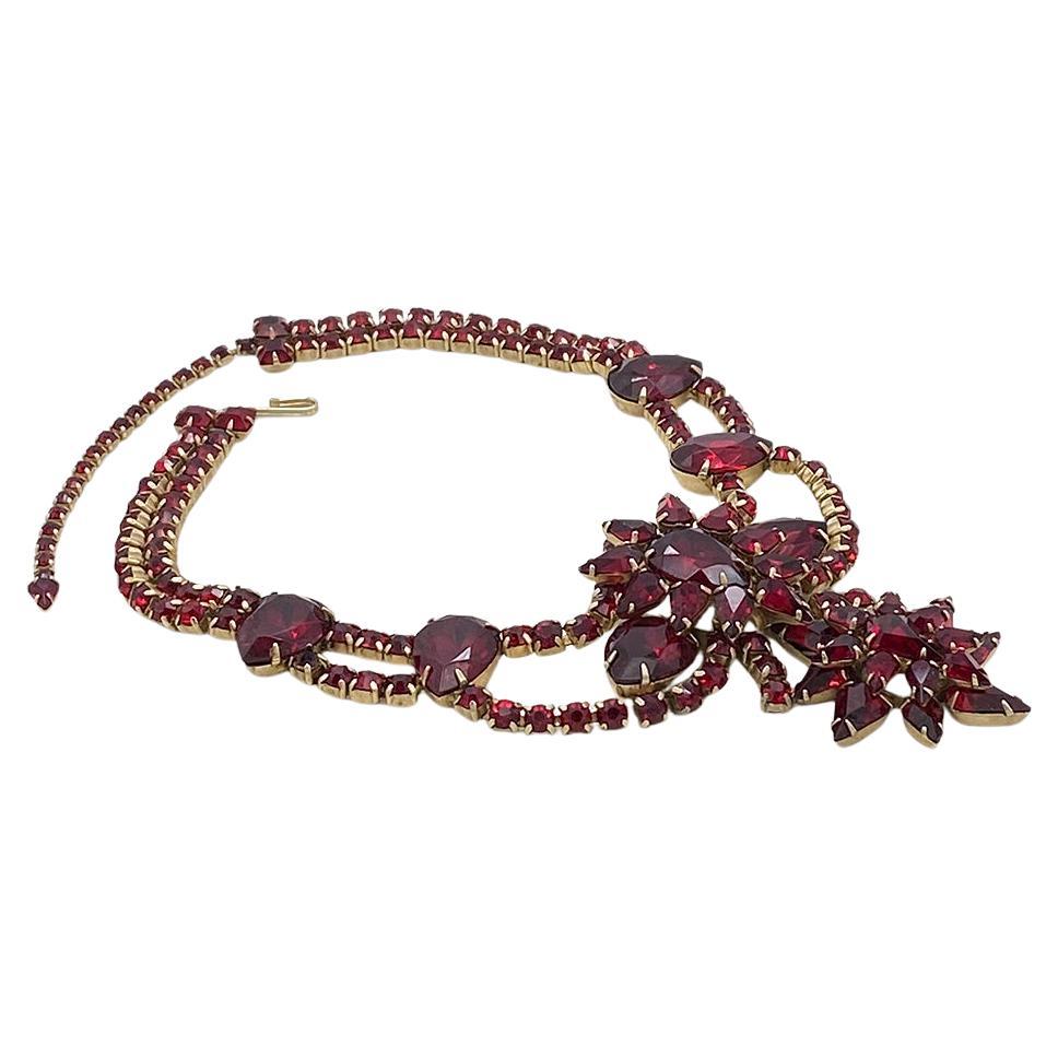 Vintage Court Style Rubinrot Strass Halskette im Angebot 1