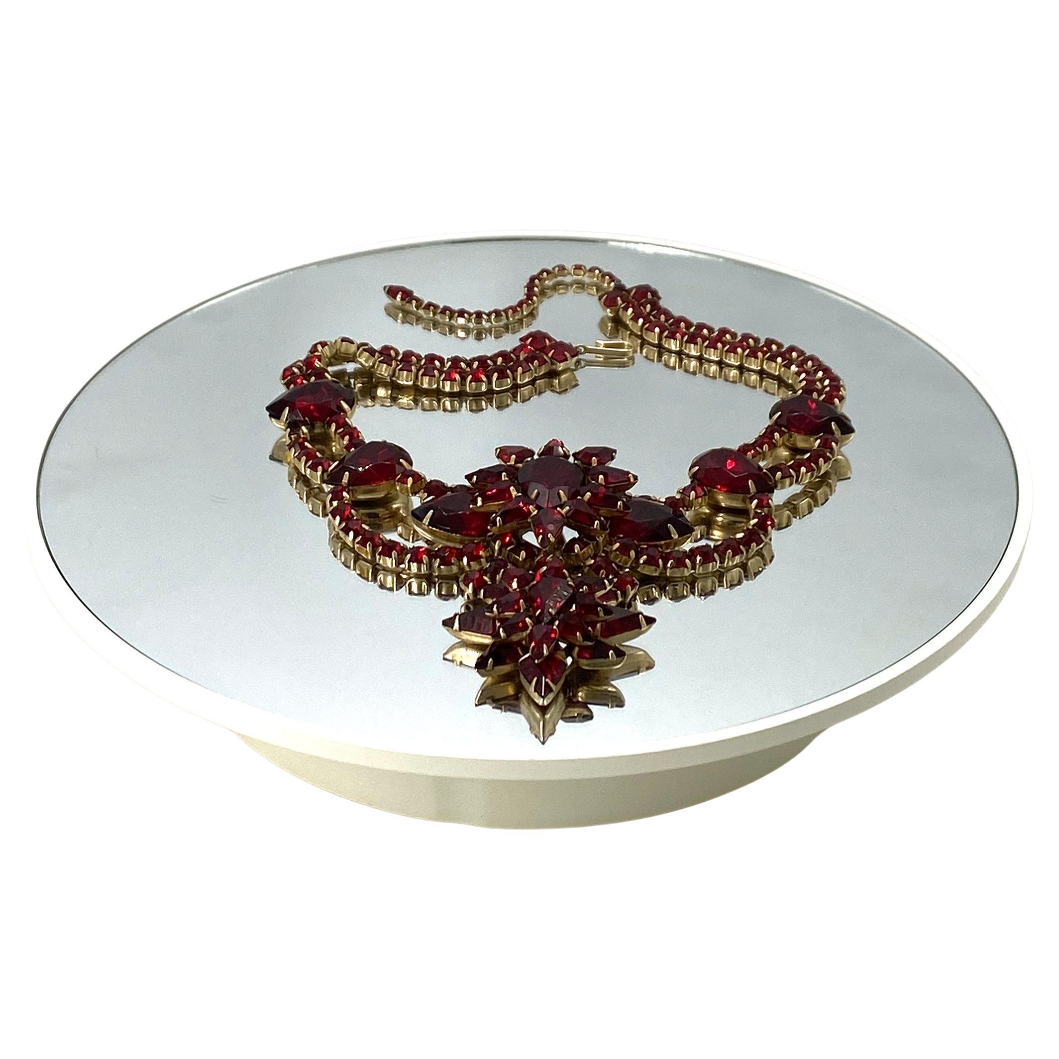 Vintage Court Style Rubinrot Strass Halskette im Angebot 3