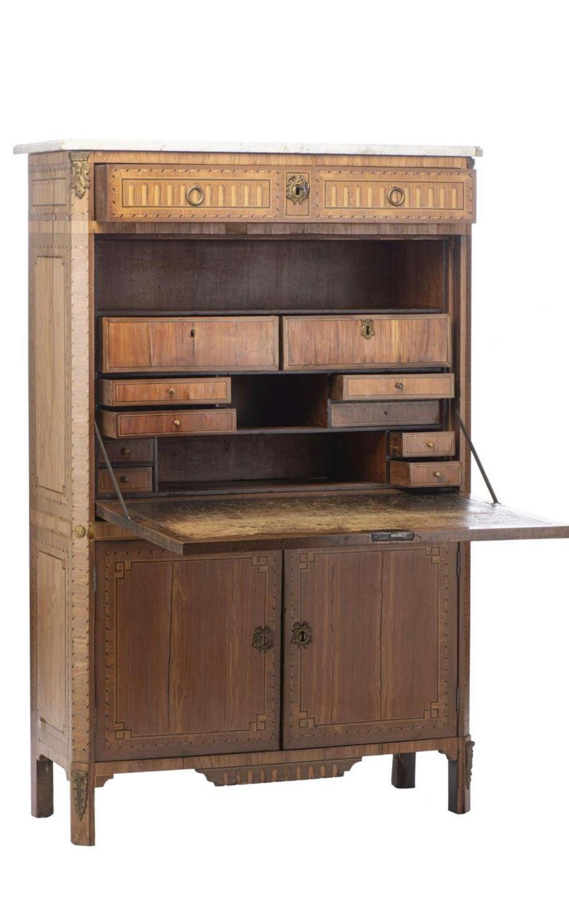 French Courte Jean-Babtiste Louis XVI Period Secretary, Dijon, Francr, Late 18th Century For Sale