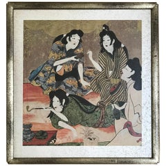 "Courtesans Smoking Opium" Woodblock