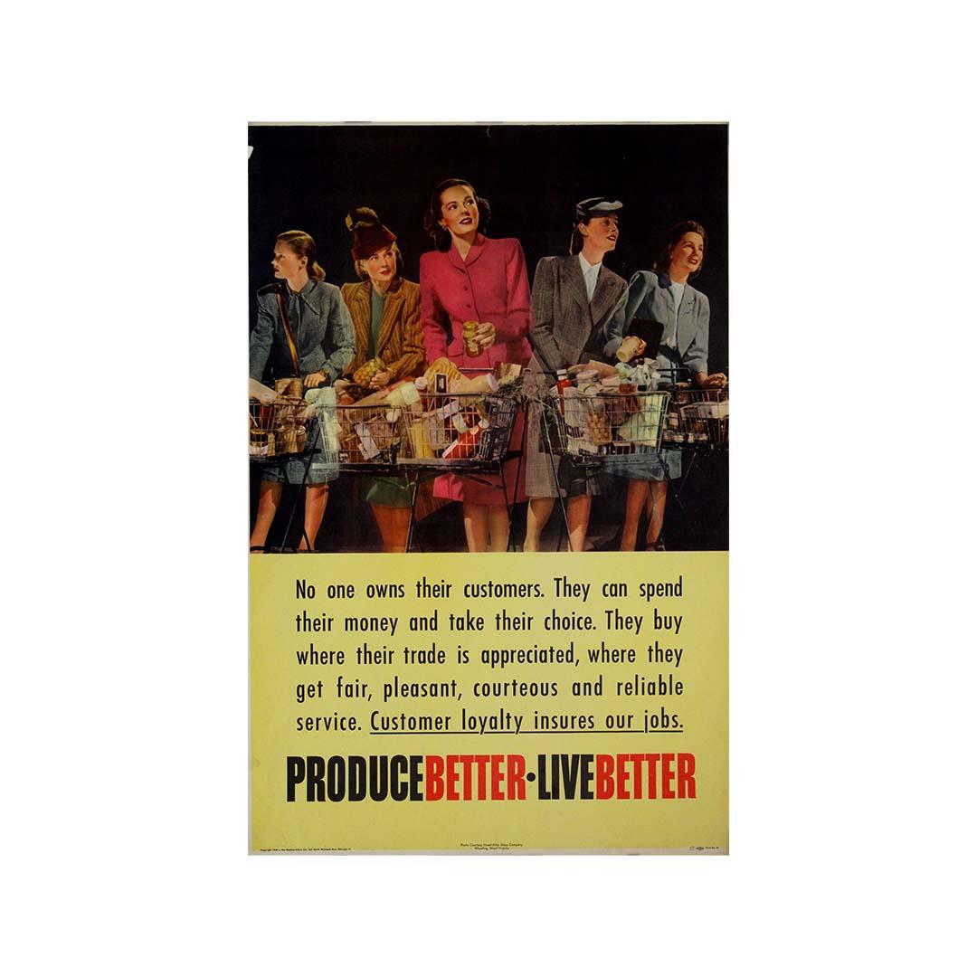 1946 WWII original poster Produce Better, Live Better - post-war economics For Sale 2