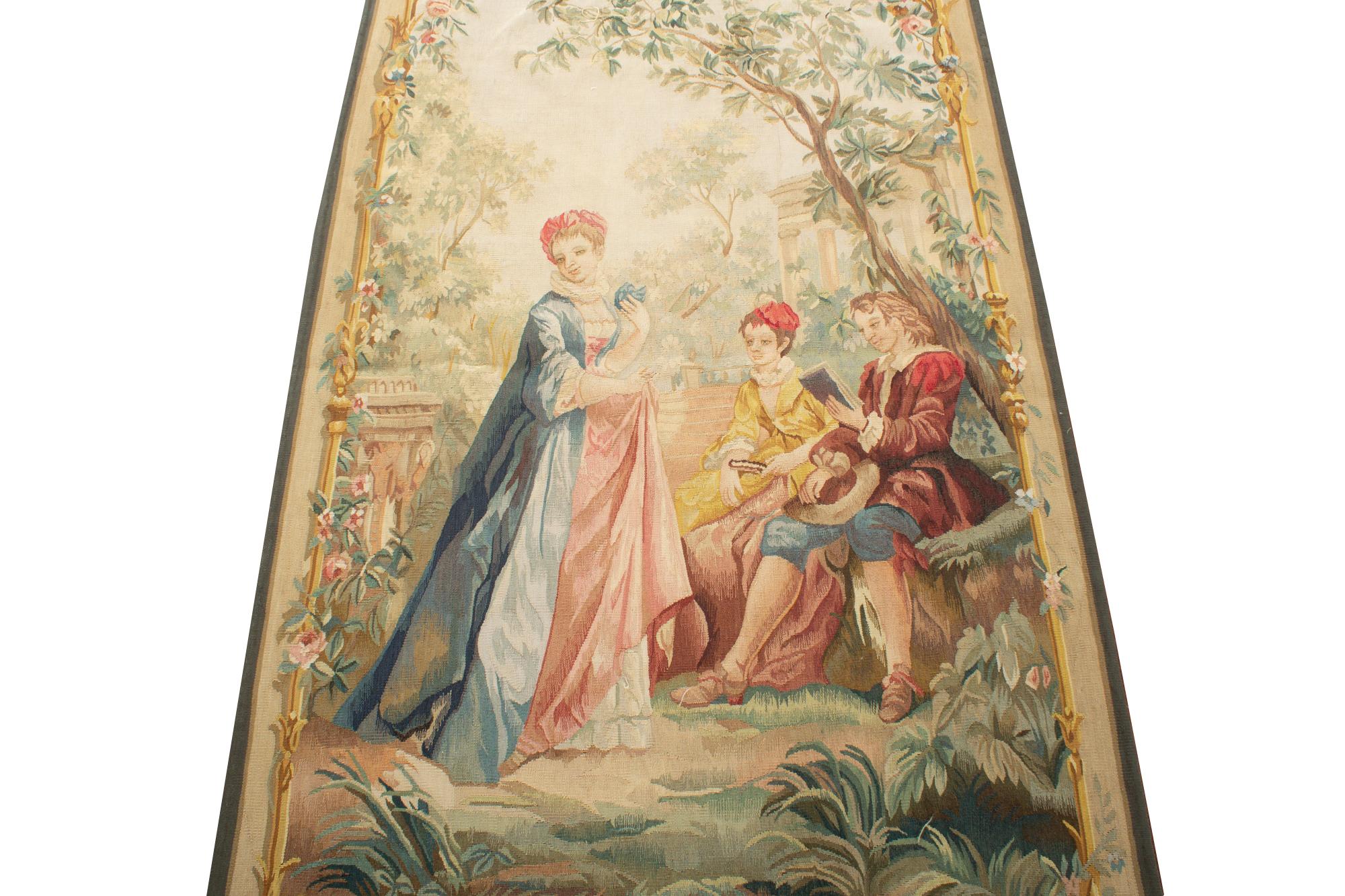 Chinese 'Courtisans au Parc' French 18th Century Style Tapestry 3'3 x 11'3 For Sale