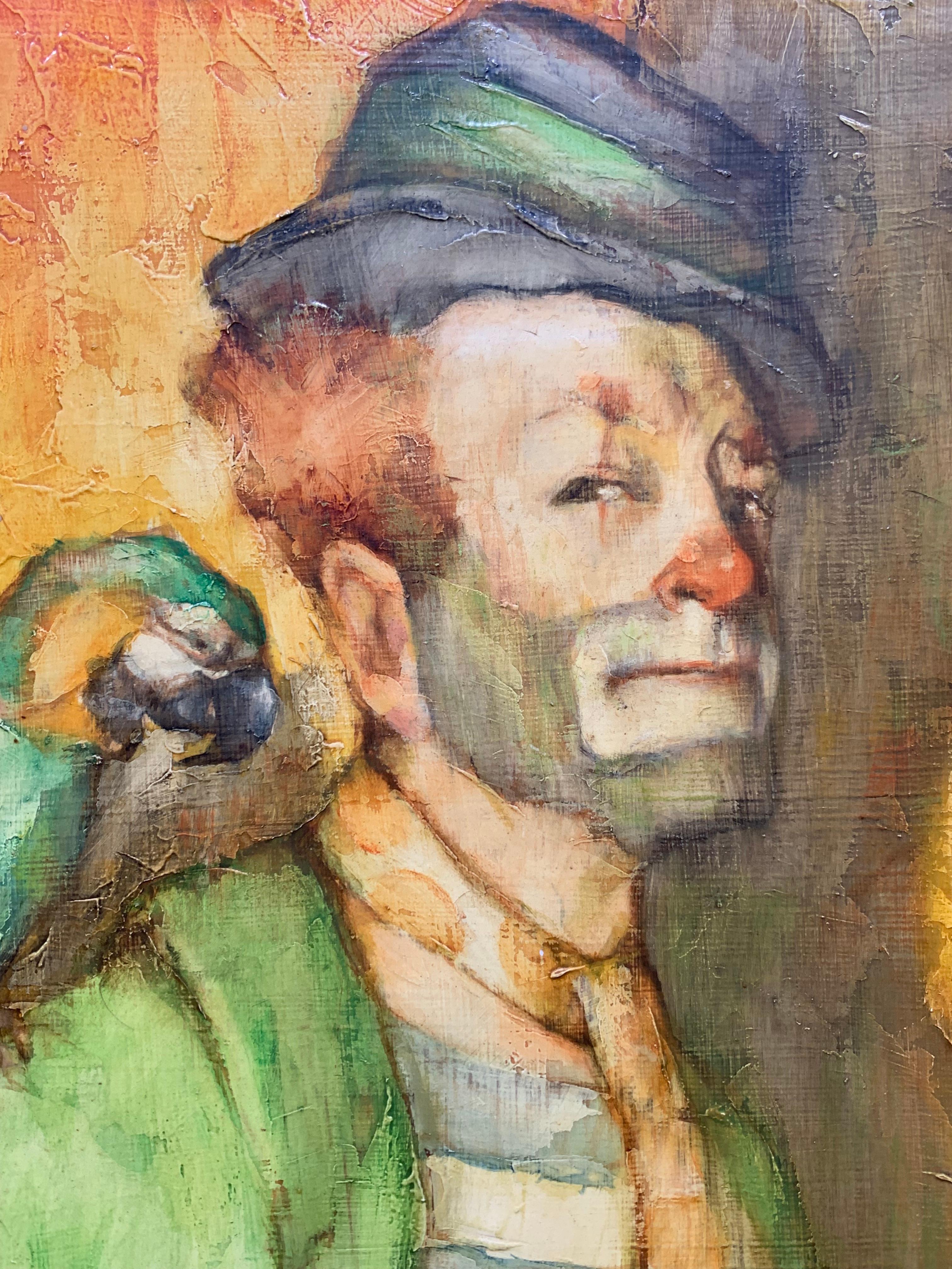 Clown & Parrot  - Painting by Courtland Butterfield
