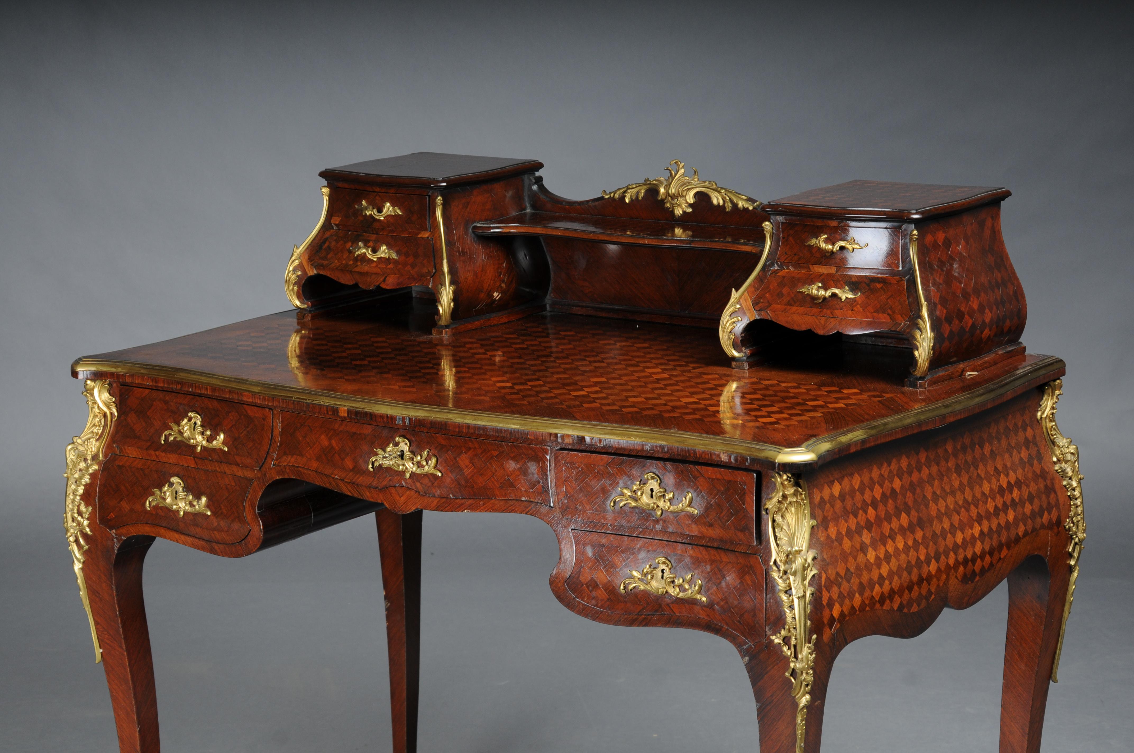 Gilt Courtly ladies' secretary signed F. Linke around 1880 Paris For Sale