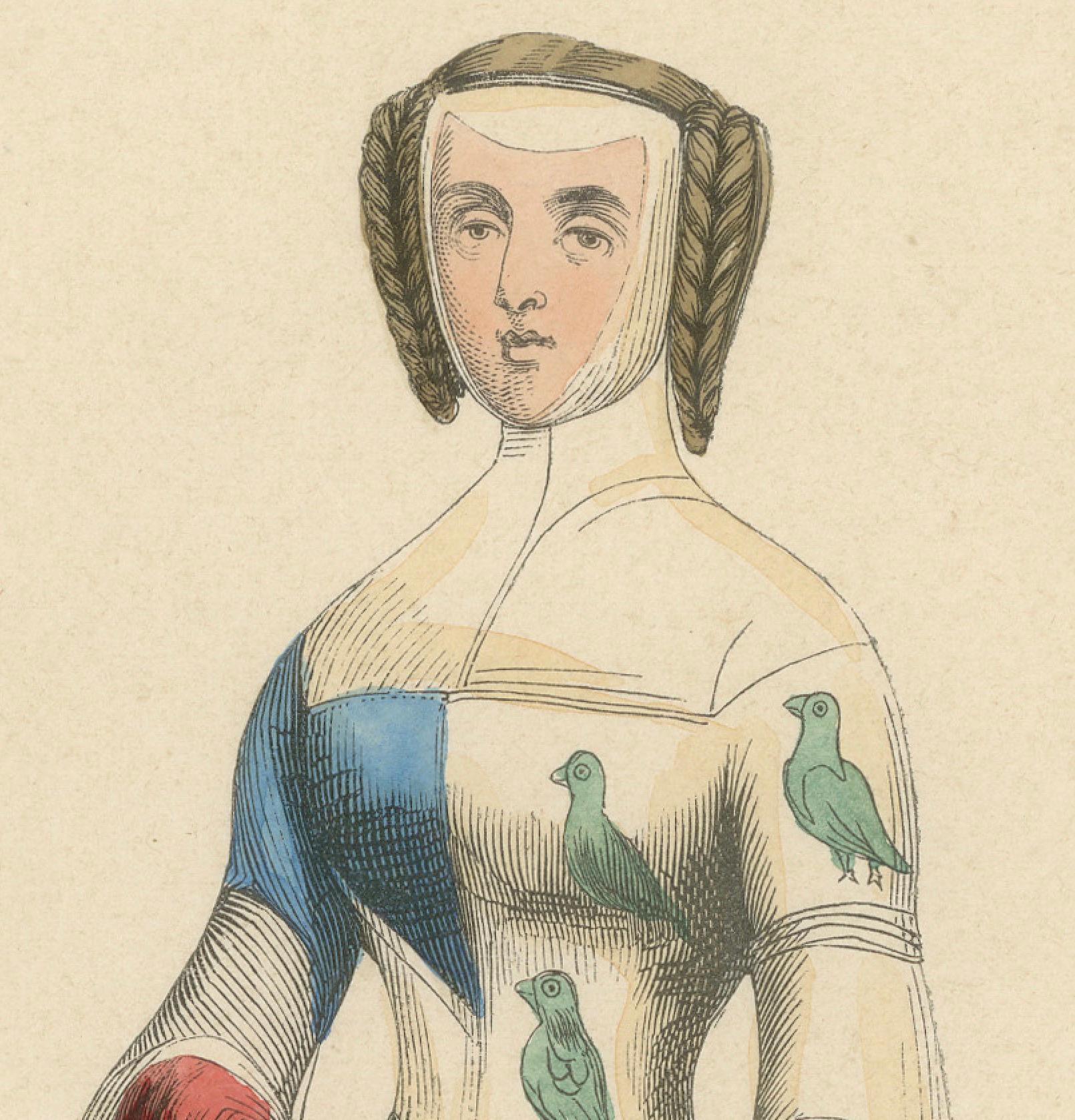 Mid-19th Century Courtly Refinement: A Lady-in-Waiting to the Dauphine of Auvergne, 1847 For Sale