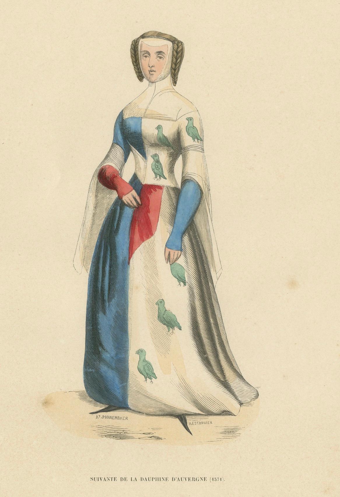 Papier Refinement couronné : Une dame en attente au dauphin d'Auvergne, 1847 en vente