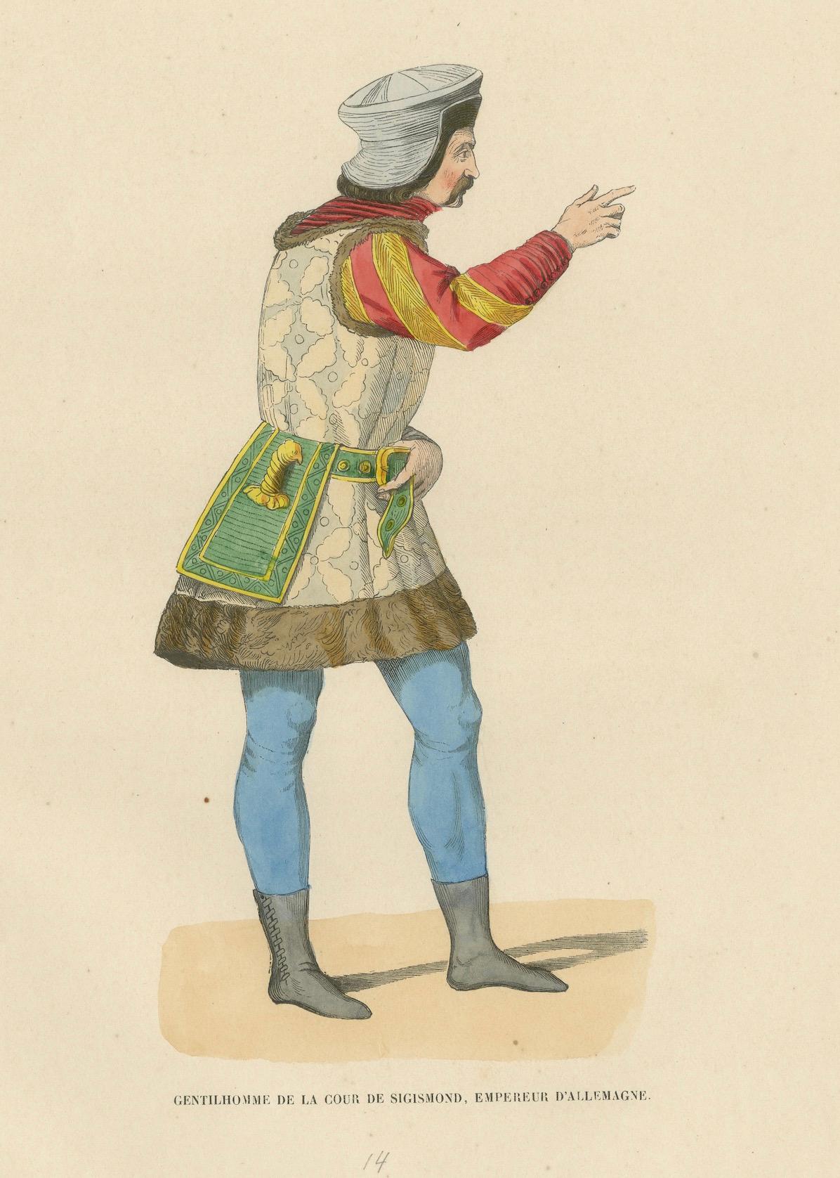 Höfische Pracht: Ein Adliger am Hof von Kaiser Sigismund, 1847 (Papier) im Angebot
