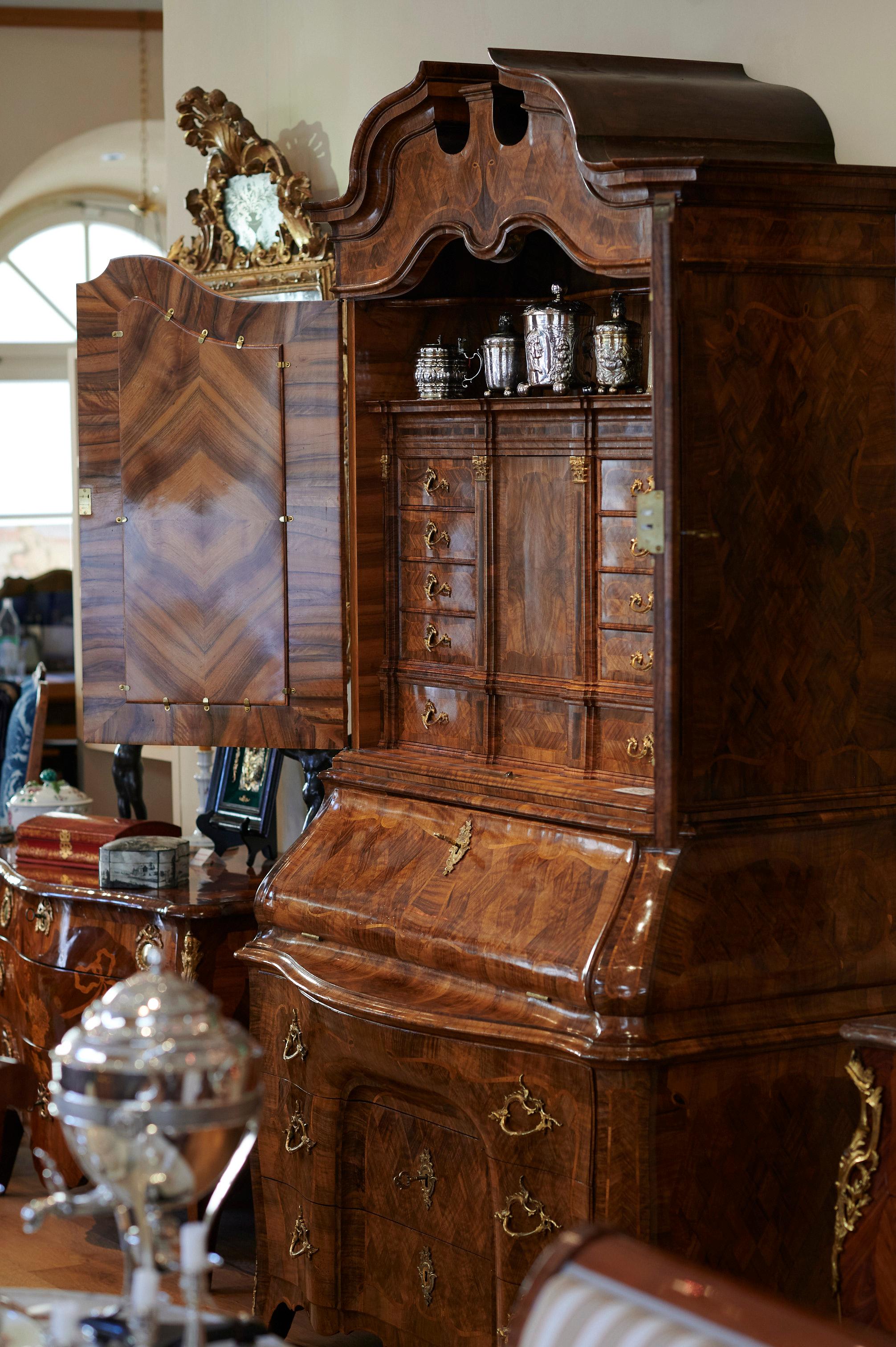 Wood Courtly Writing Cabinet, Michael Kimmel, 18th Century, Germany For Sale