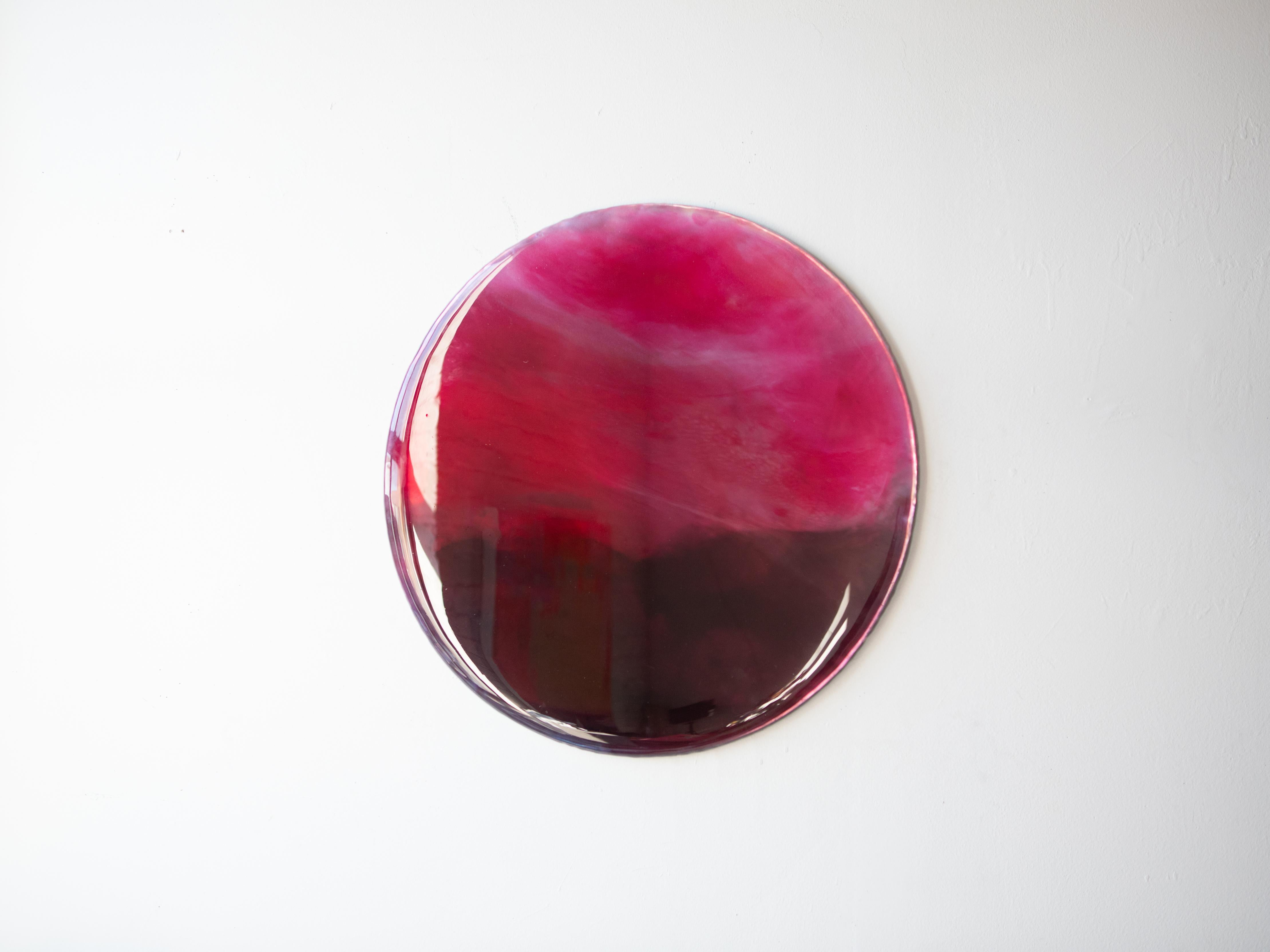 Magma Wall Decoration by Courtney Kinnare, Pink Multicolored Mirror For Sale 1