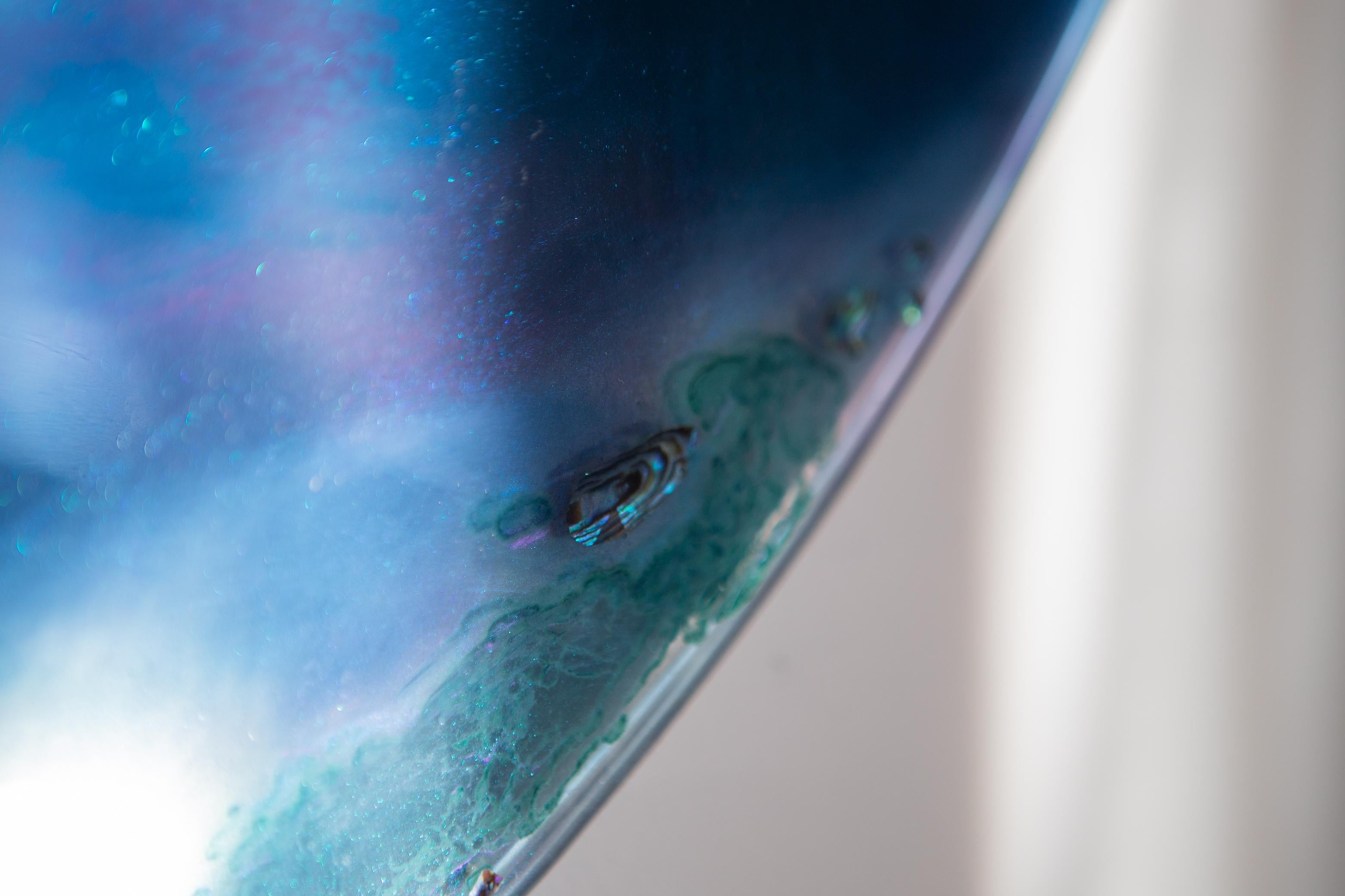 Tide by Courtney Kinnare, Blue Mirrored Glass Contemporary Wall Art For Sale 2