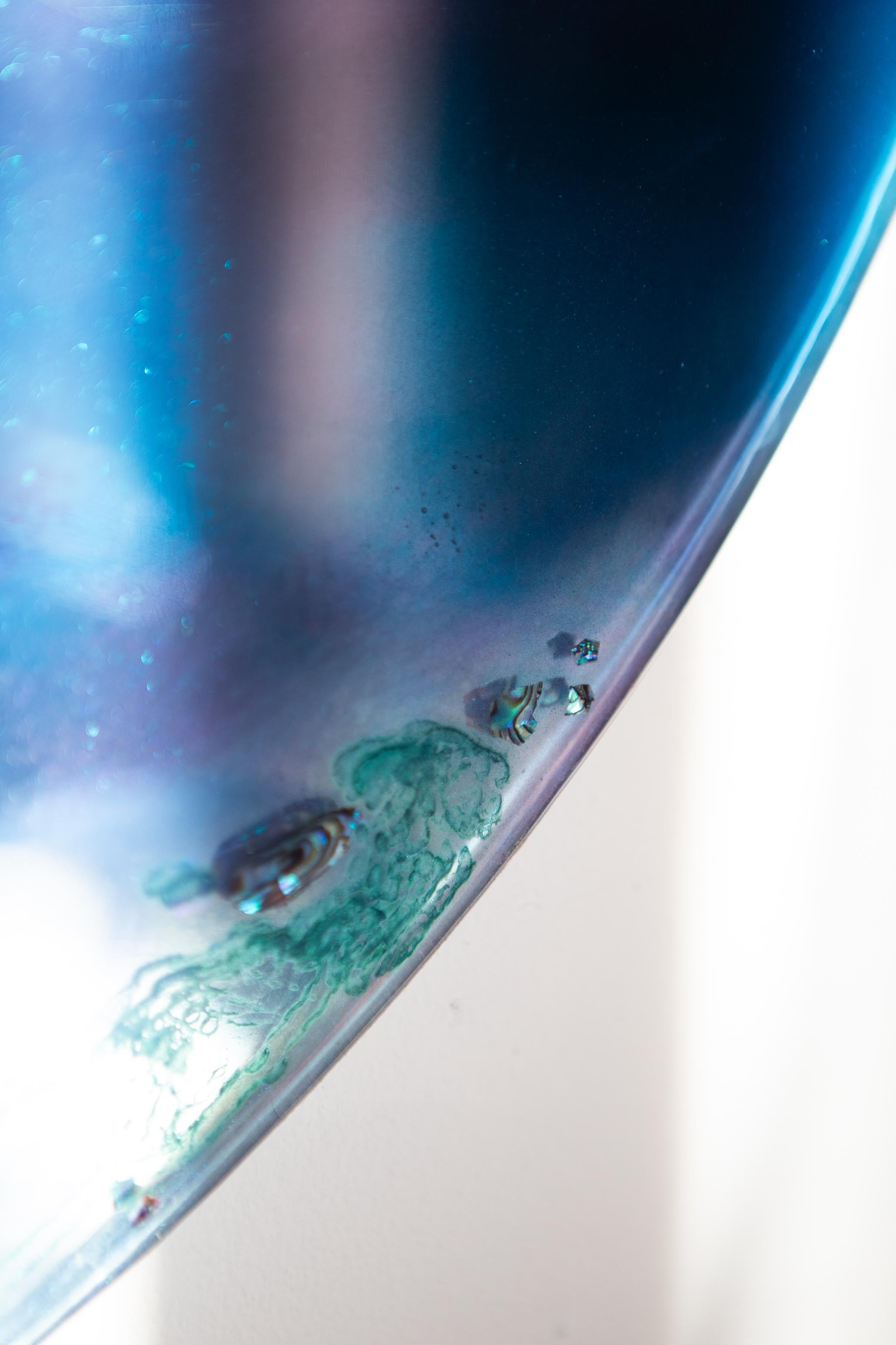 Tide by Courtney Kinnare, Blue Mirrored Glass Contemporary Wall Art For Sale 3