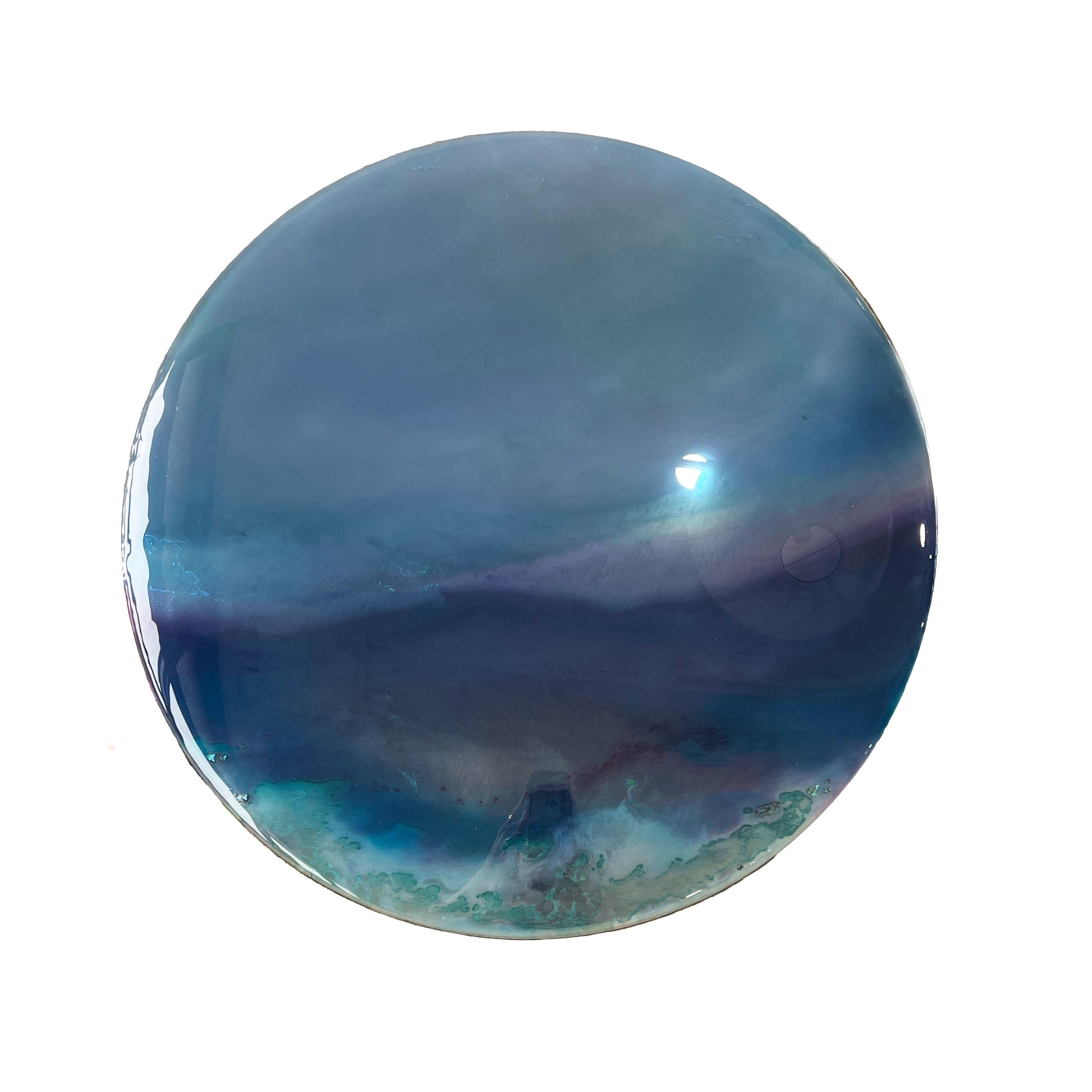 Tide by Courtney Kinnare, Blue Mirrored Glass Contemporary Wall Art