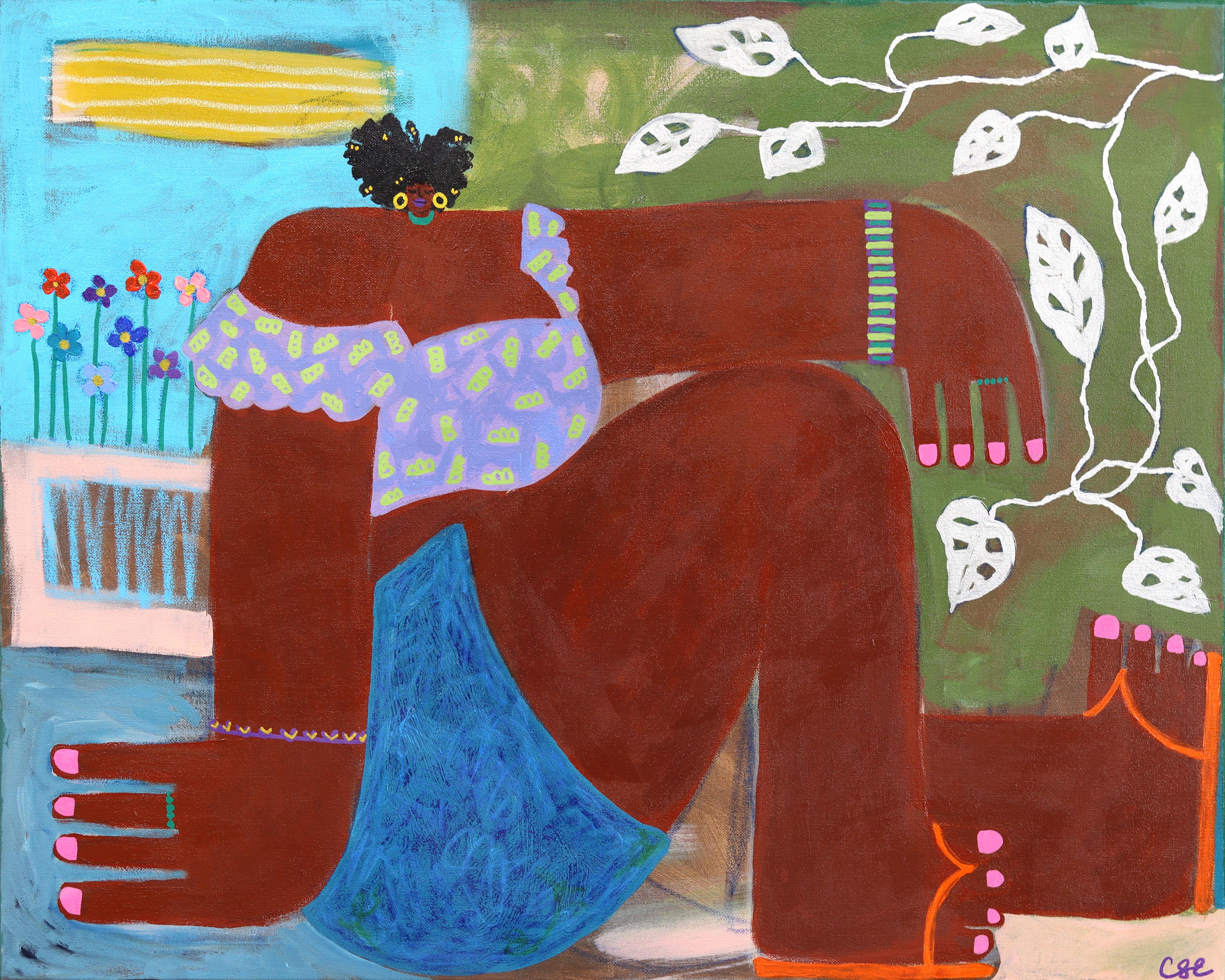 Held By Stillness - Colorful Abstract Feminine Figurative Landscape Art