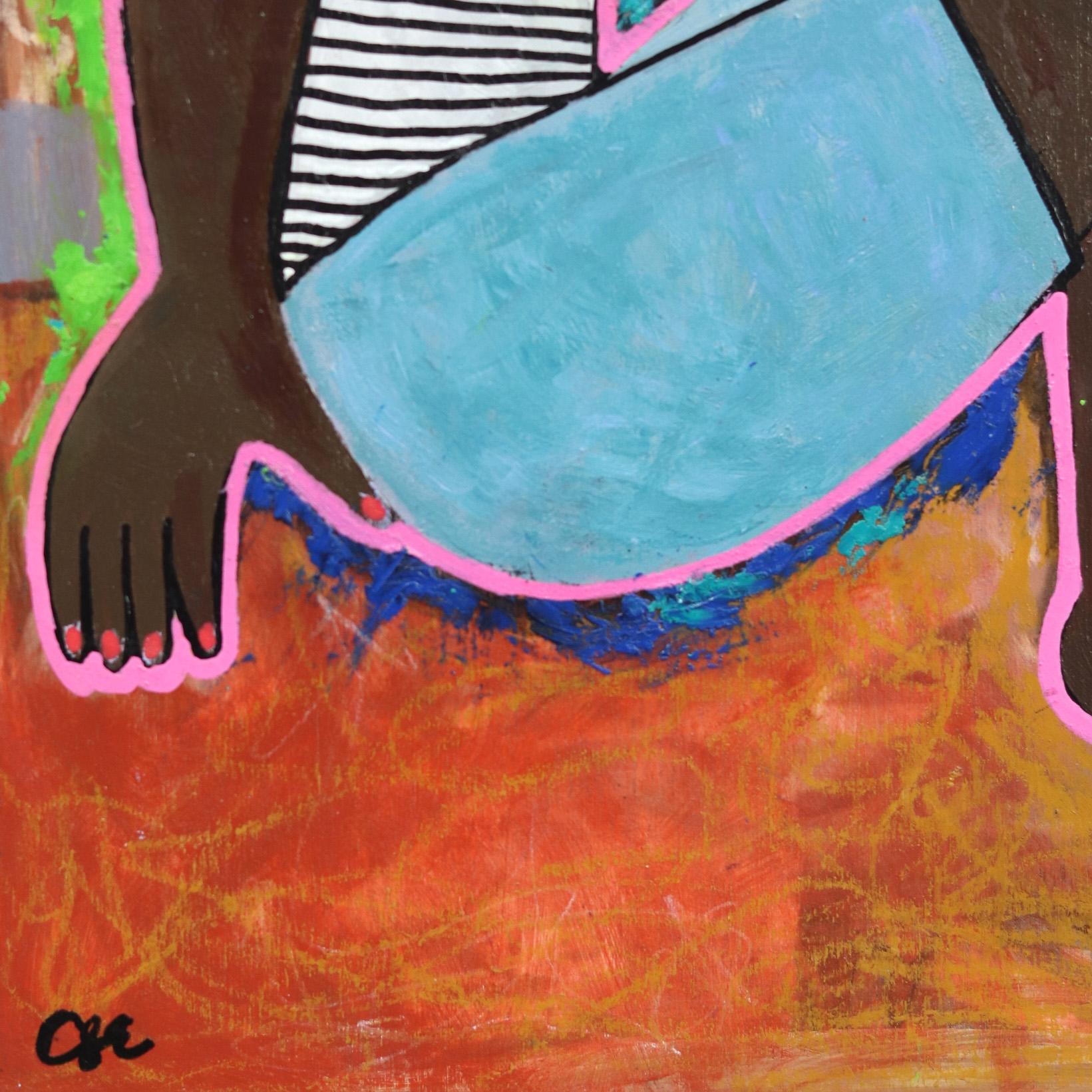 In My Room - Brown Figurative Painting by Courtney Simone