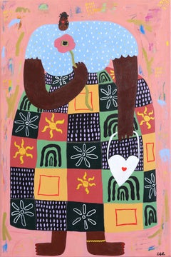 Patterned Elegance - Cheerful Figurative Painting