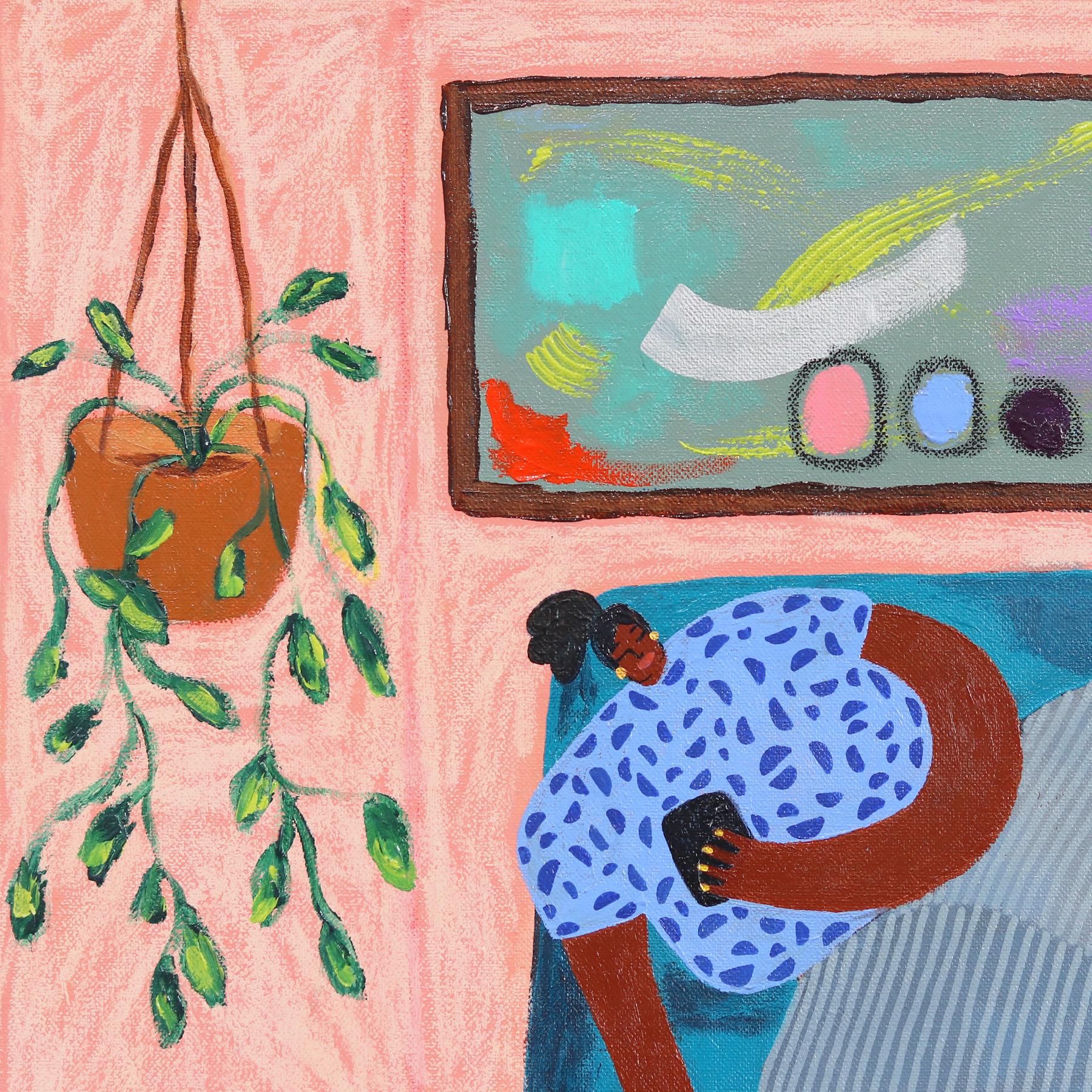 Descansar y Revertir - Pintura abstracta femenina figurativa de naturaleza muerta de colores - Painting Contemporáneo de Courtney Simone