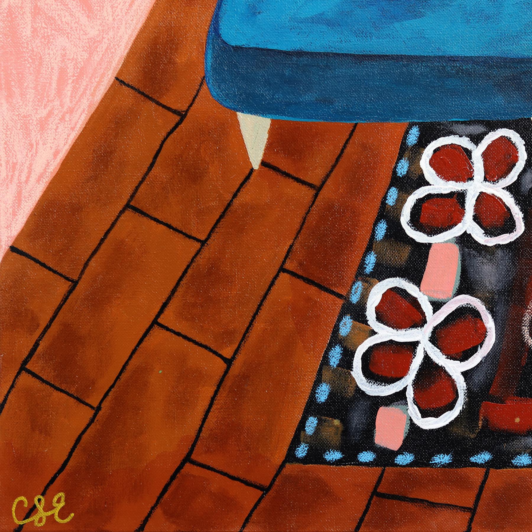 Descansar y Revertir - Pintura abstracta femenina figurativa de naturaleza muerta de colores en venta 2