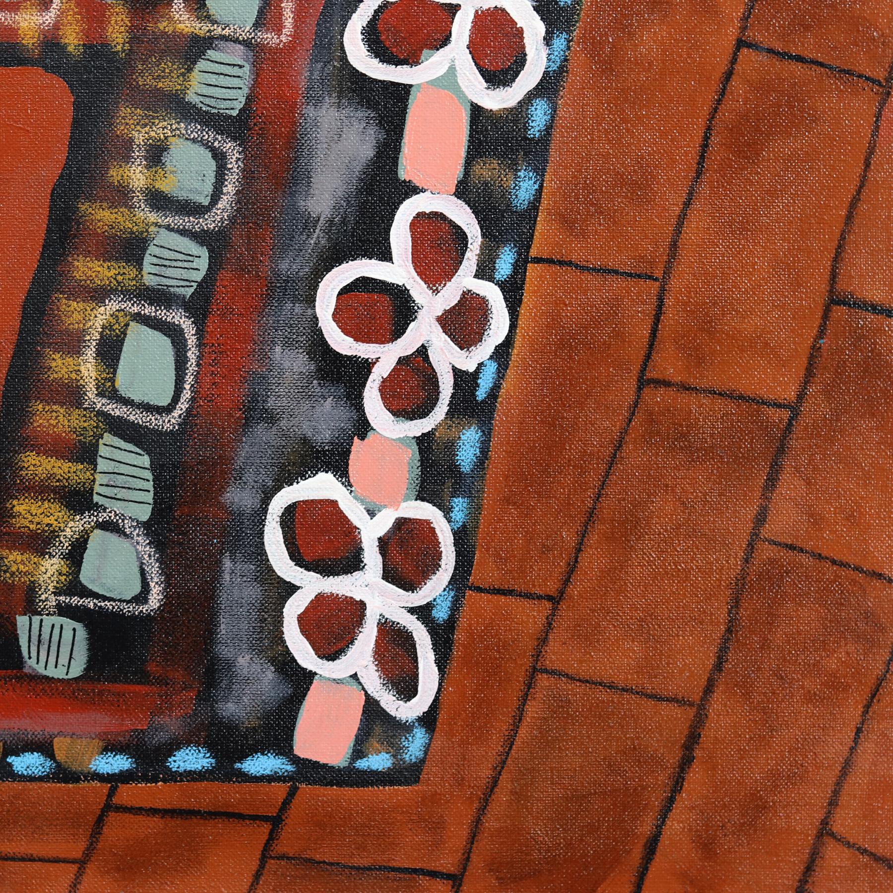 Descansar y Revertir - Pintura abstracta femenina figurativa de naturaleza muerta de colores en venta 3