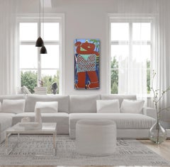 She Belongs to the Shore - opera d'arte figurativa femminile inzuppata di colore