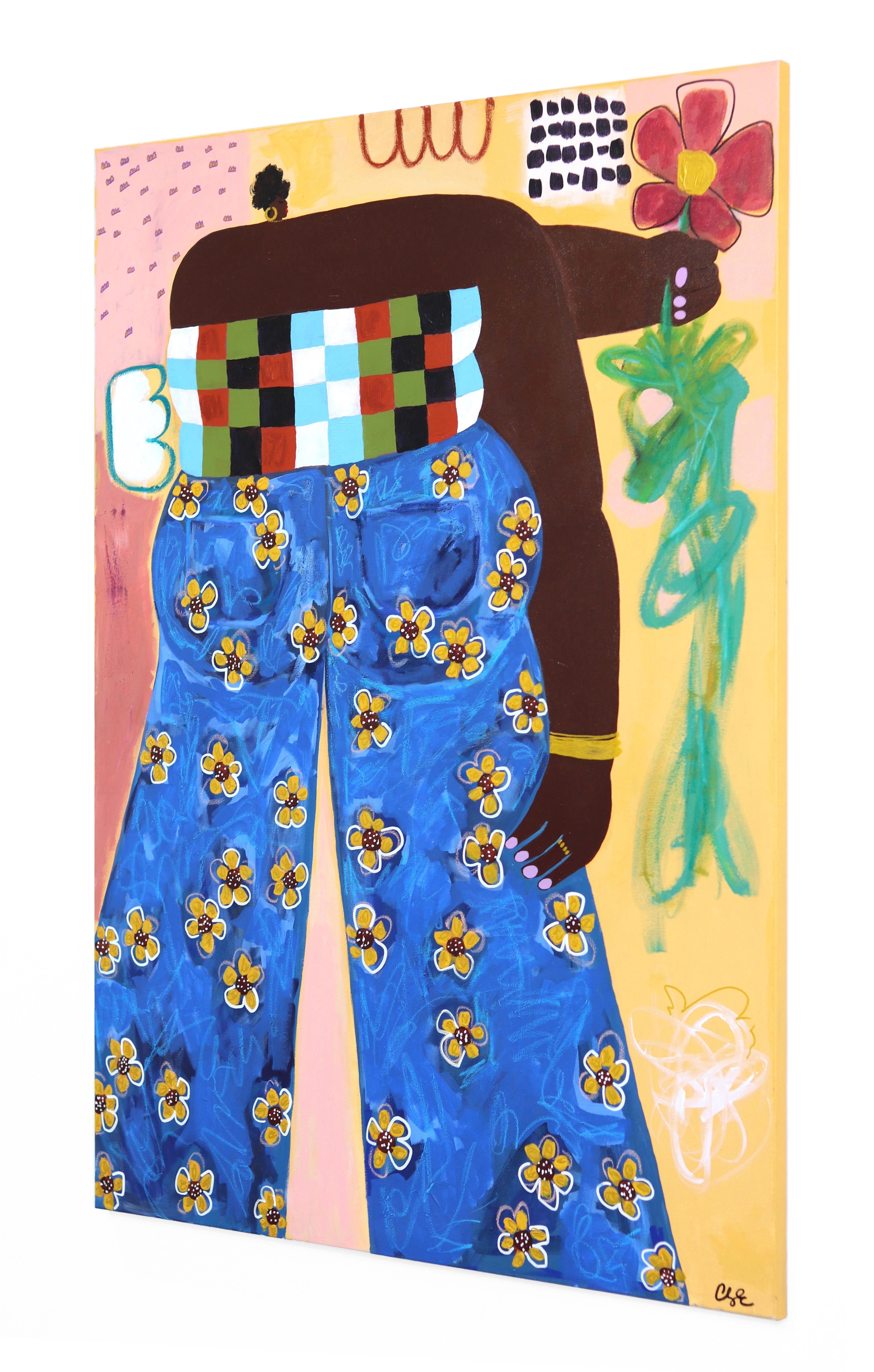 Desarraigo - Alegre Pintura Figurativa Colorista - Figurative Painting Azul de Courtney Simone