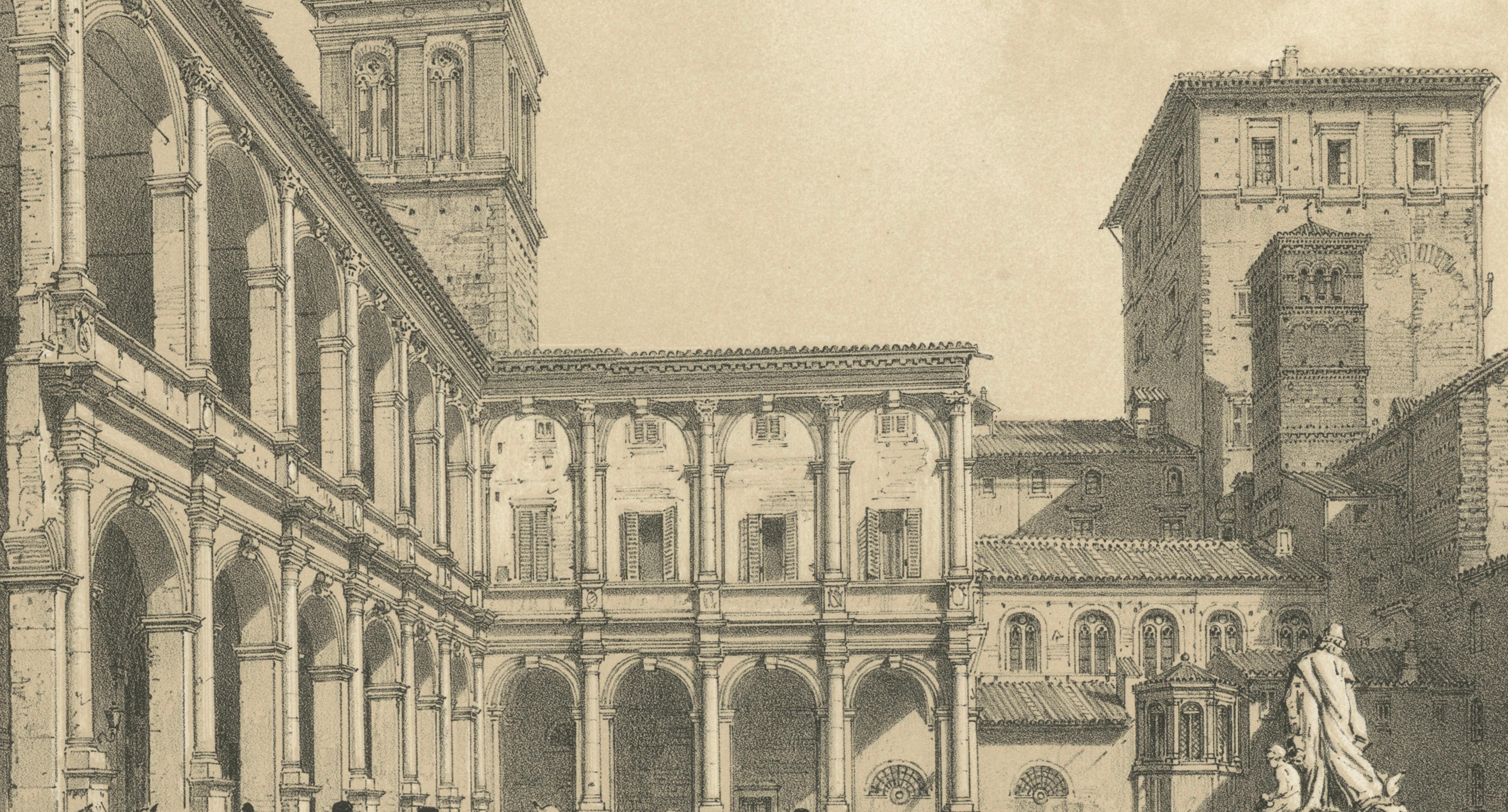 Courtyard of Palazzo Venezia, Rome – Benoist 1869 Lithograph