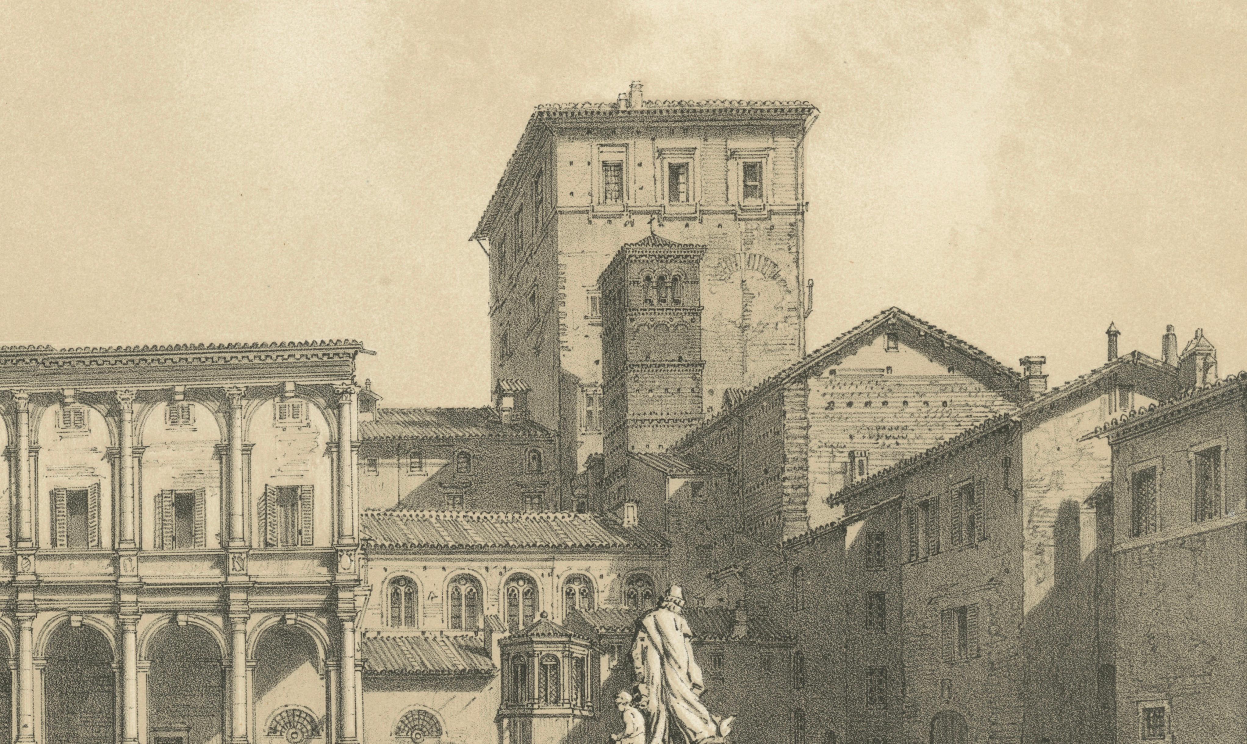 Courtyard of Palazzo Venezia, Rome – Benoist 1869 Lithograph