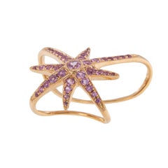 Couture, 18 Karat Roségold Rosa Saphir Stern Ohrring