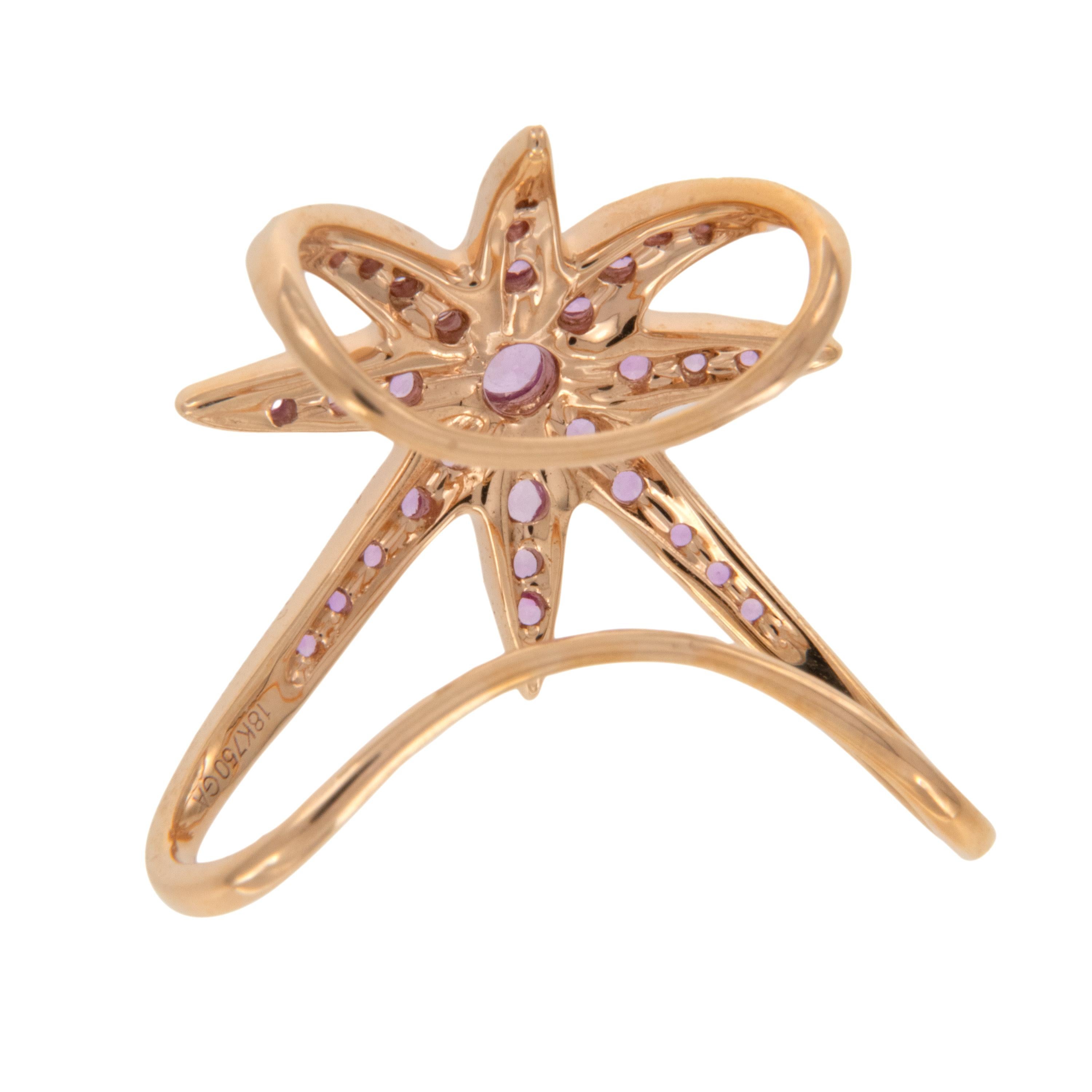 Taglio rotondo Couture, bracciale per orecchio con stella in oro rosa 18 carati in vendita